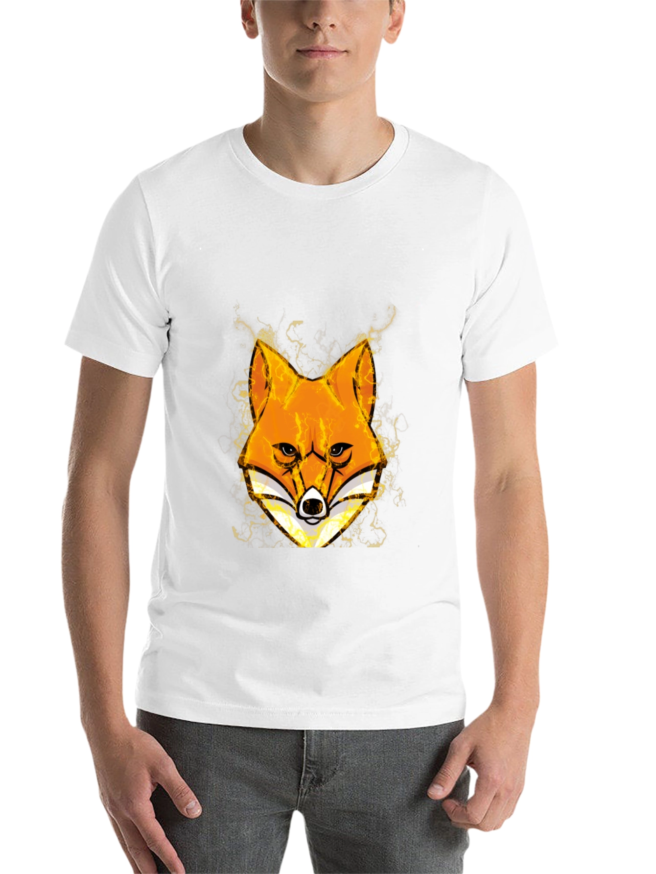 Black Fox Head Graphic Black T-Shirt view 14