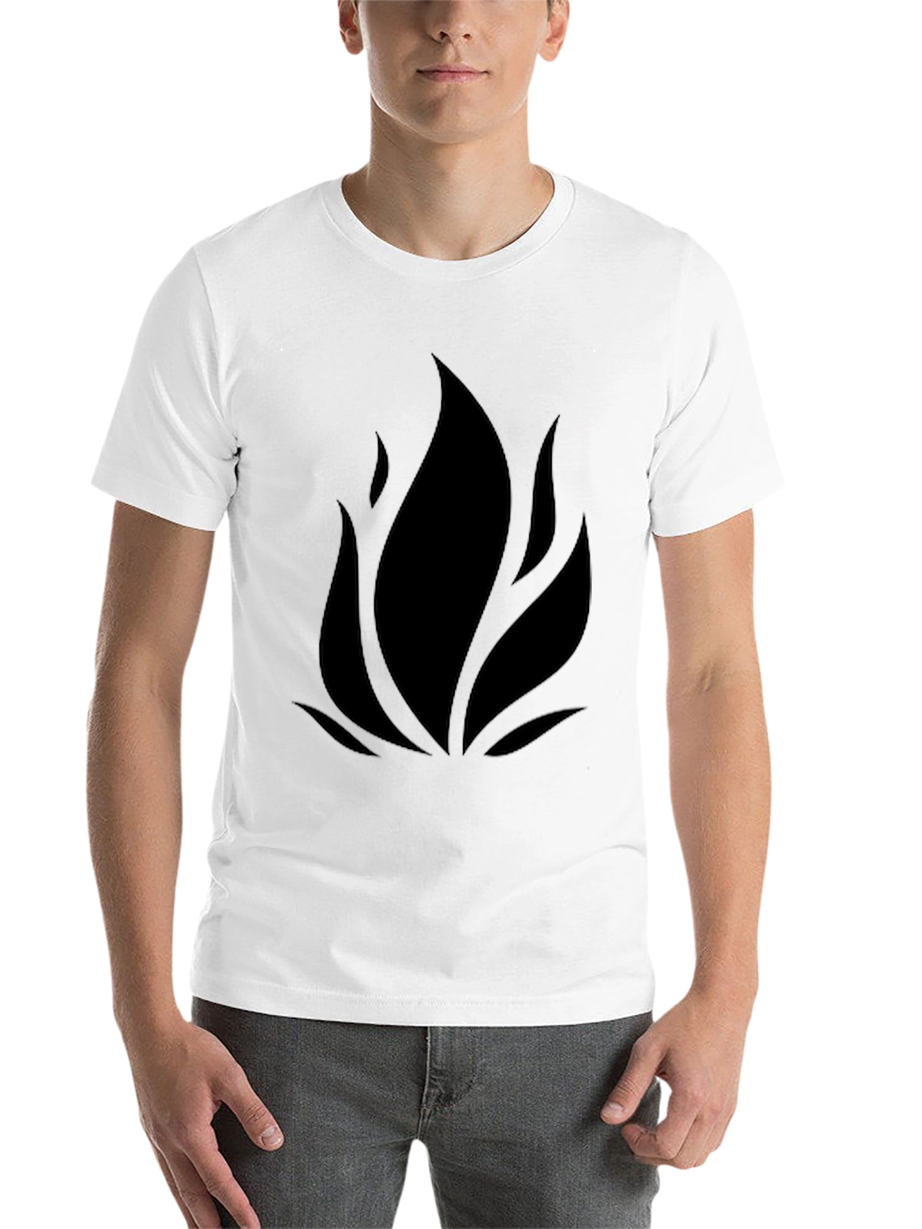 Black Minimalist Flame Graphic Black T-Shirt view 14