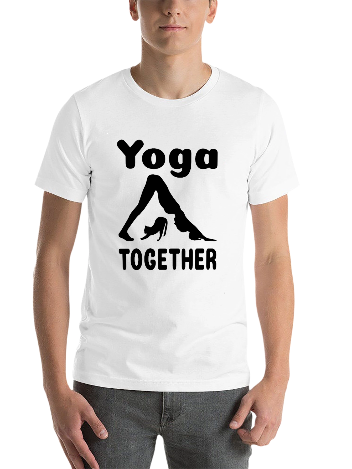 Black Yoga Together Graphic Tee - Black Cotton Blend T-Shirt view 14
