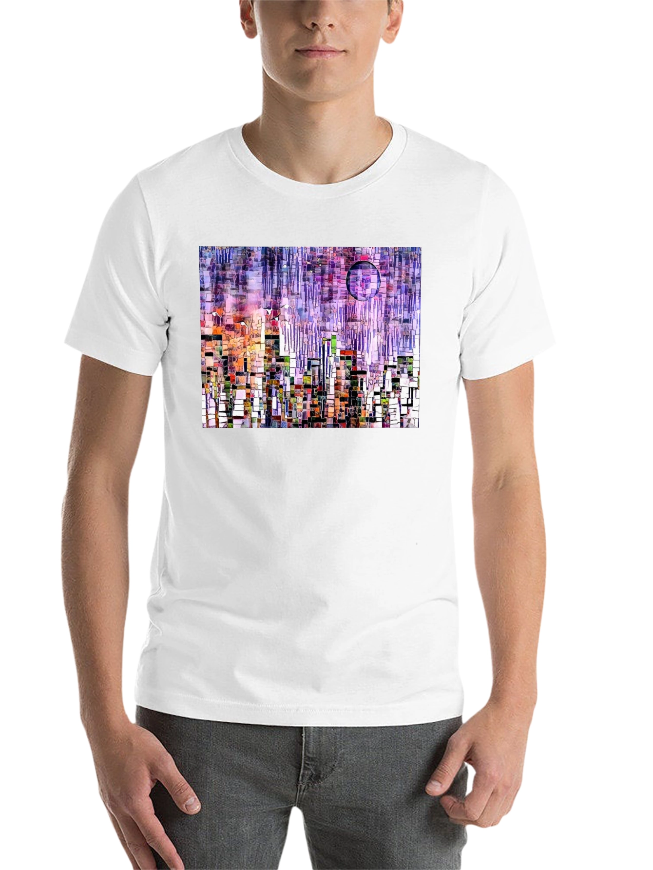 Black Abstract Cityscape Graphic T-Shirt view 14