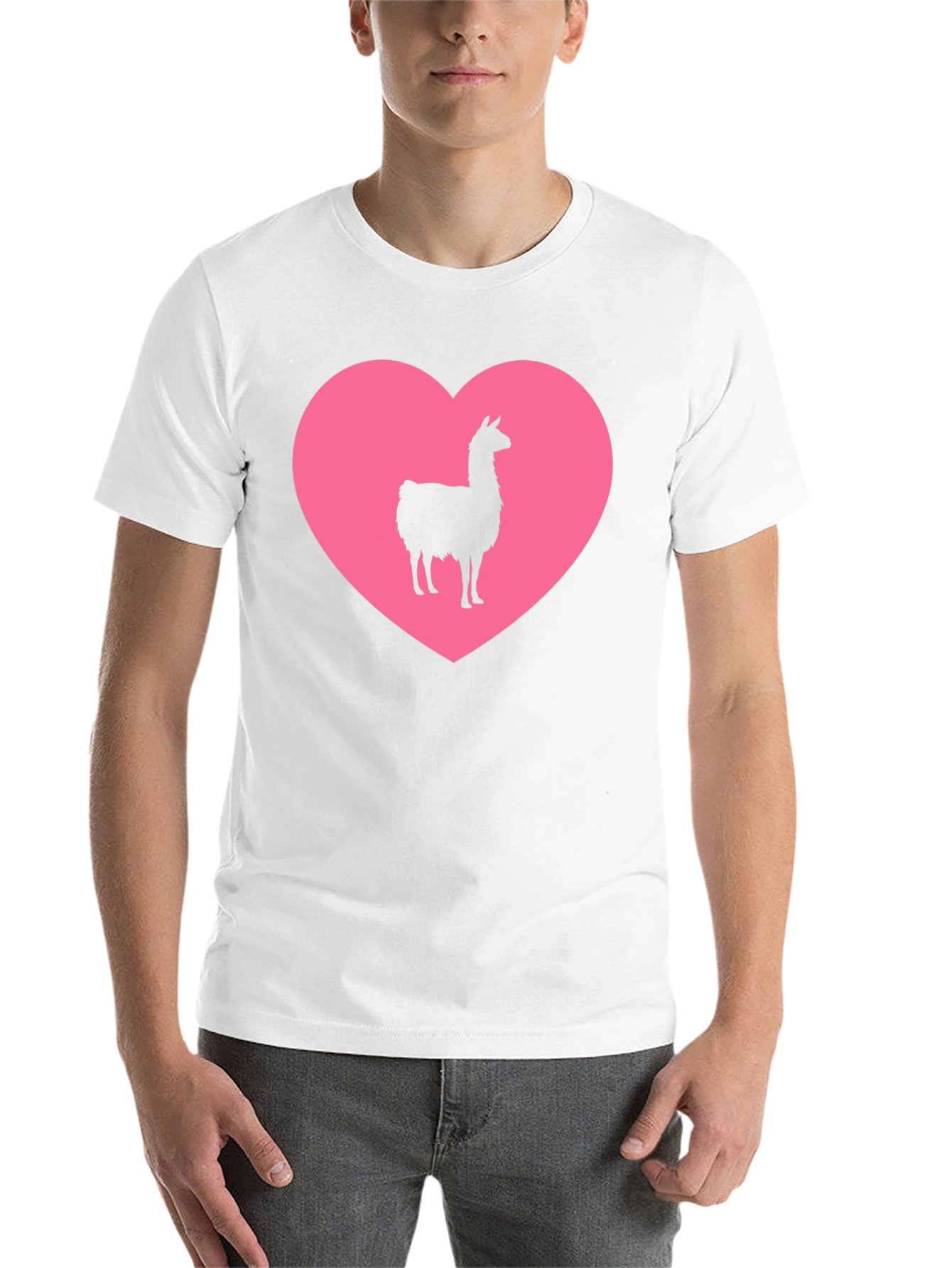 Black Llama Heart Graphic Tee - Black Unisex T-Shirt view 14