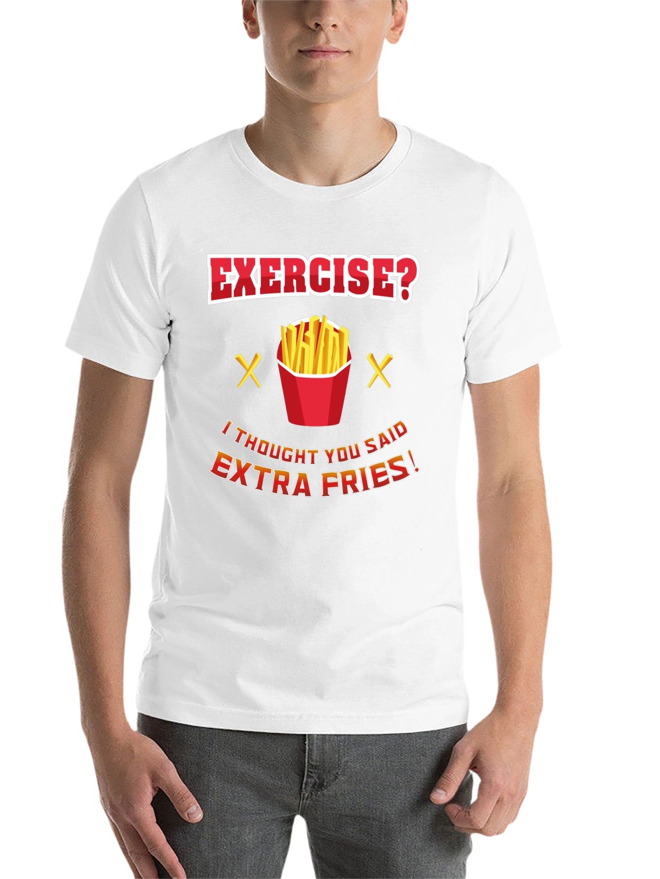 Black Exercise? Extra Fries Funny T-Shirt view 14
