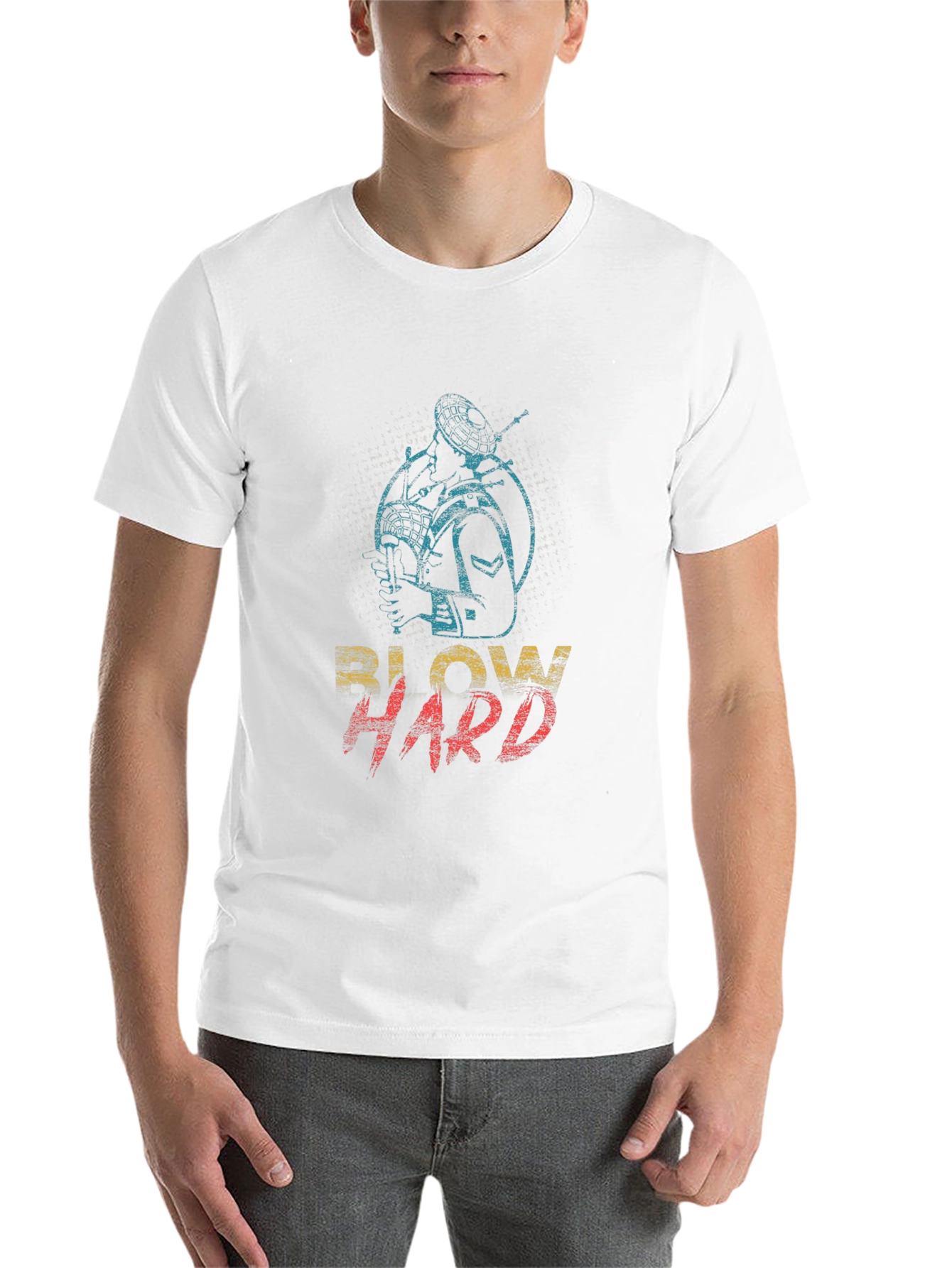 Black Blow Hard Bagpipe Graphic Tee - Novelty Musician T-Shirt view 14