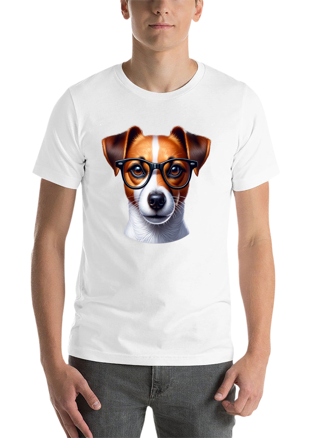 Black Dog with Glasses T-Shirt - Black view 14