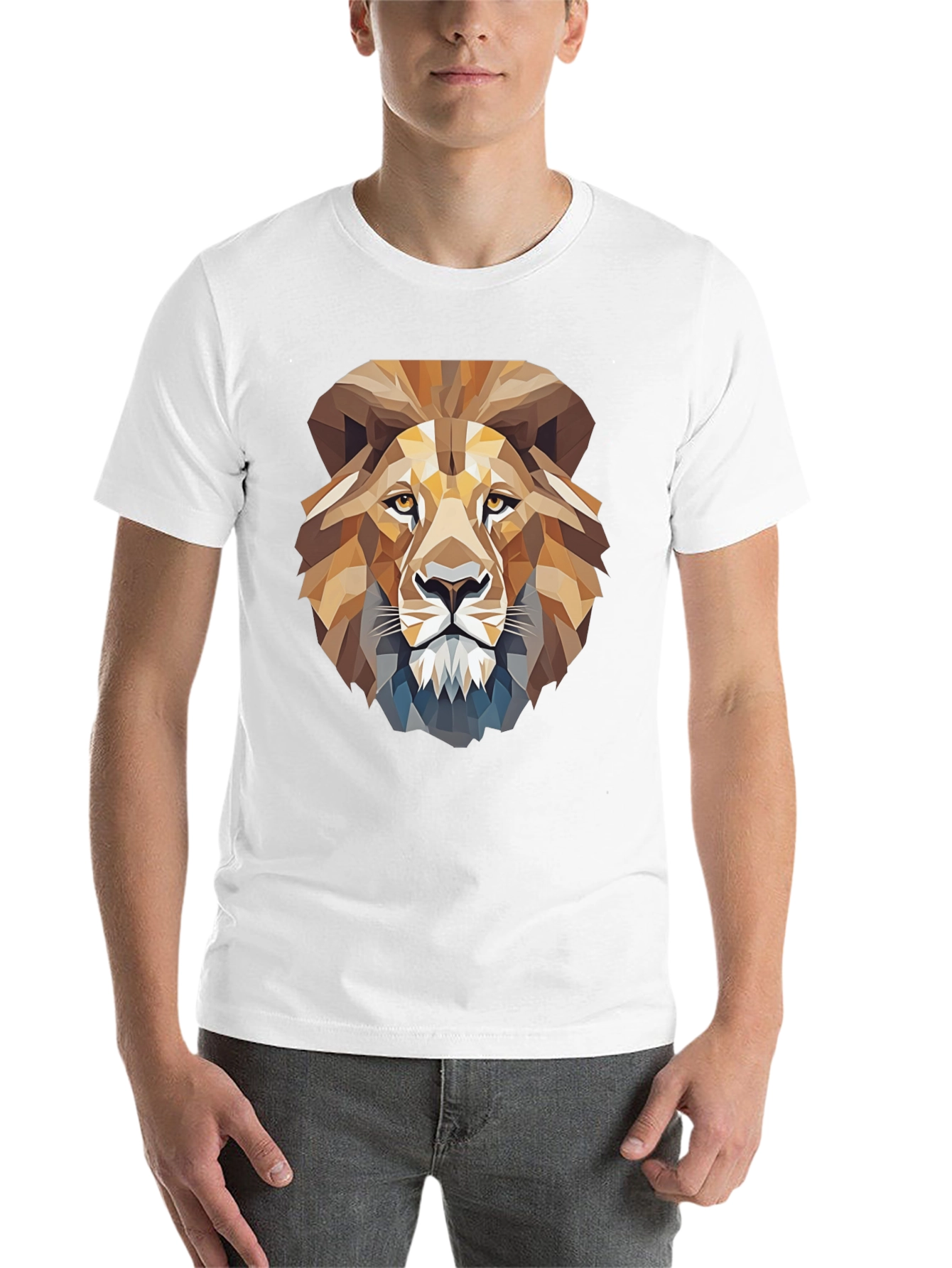 Black Geometric Lion Graphic T-Shirt view 14