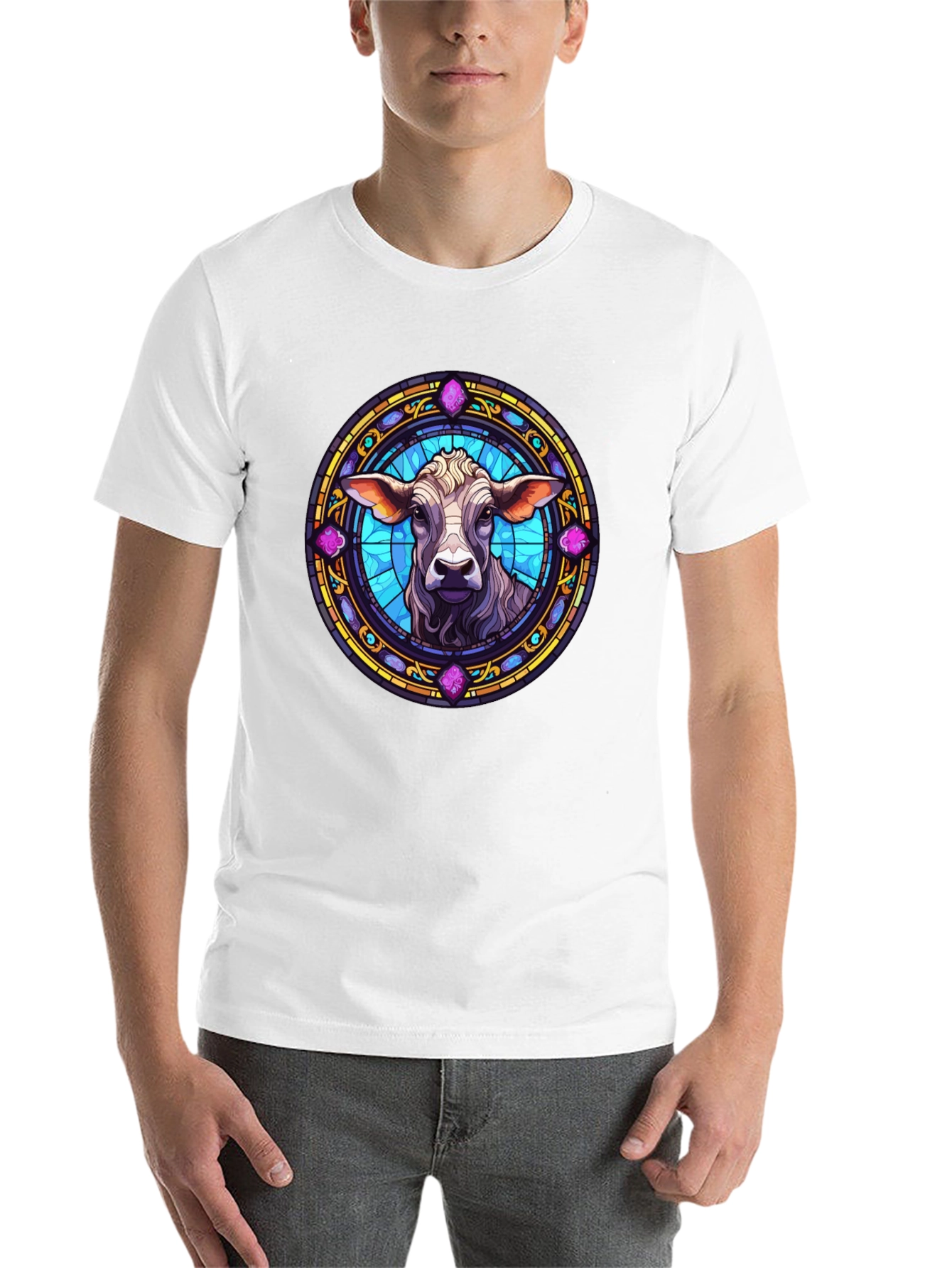 Black Cow Stained Glass Graphic T-Shirt view 14