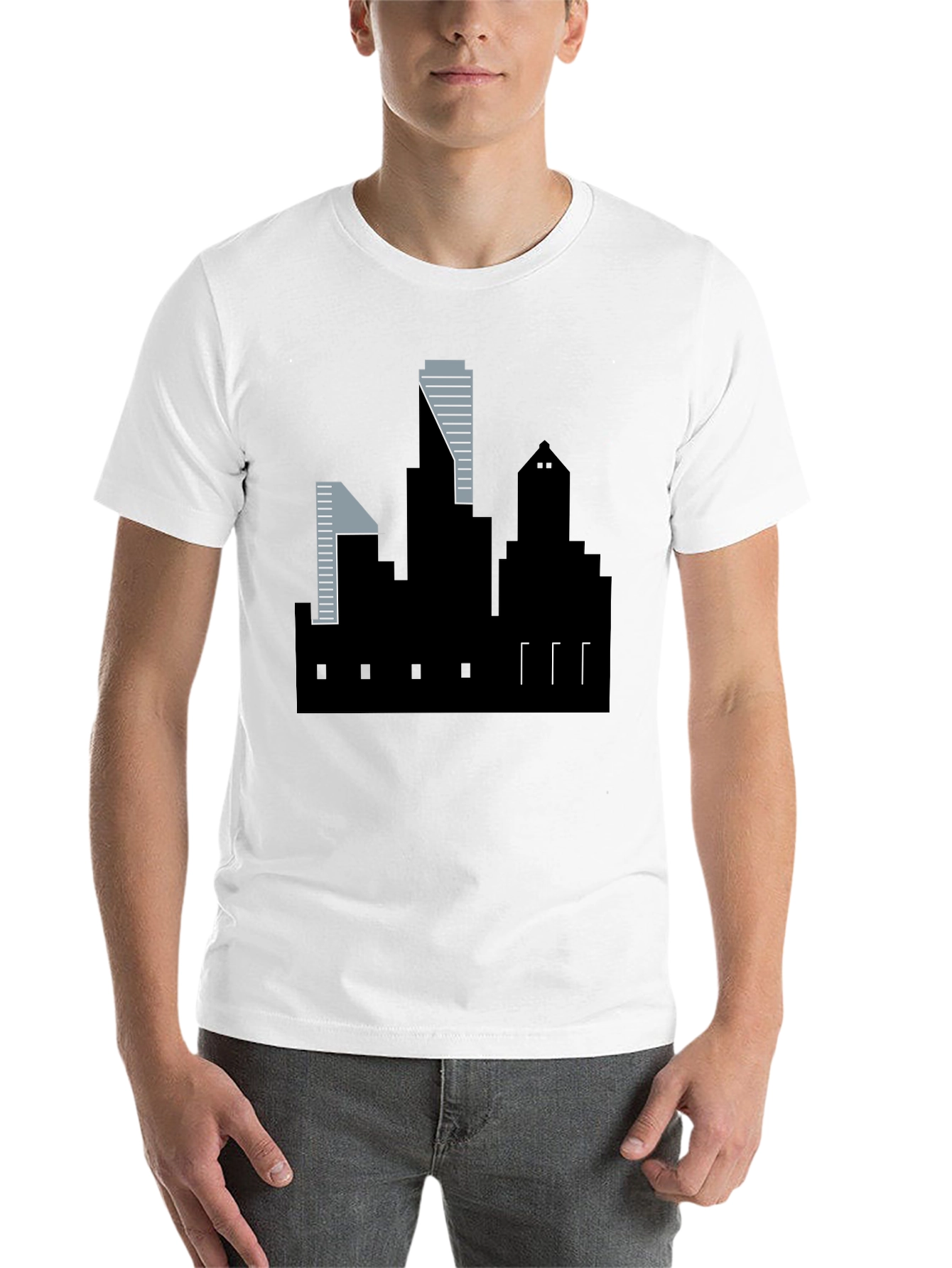 Black Urban Skyline Graphic Tee - Modern Cityscape T-Shirt view 14