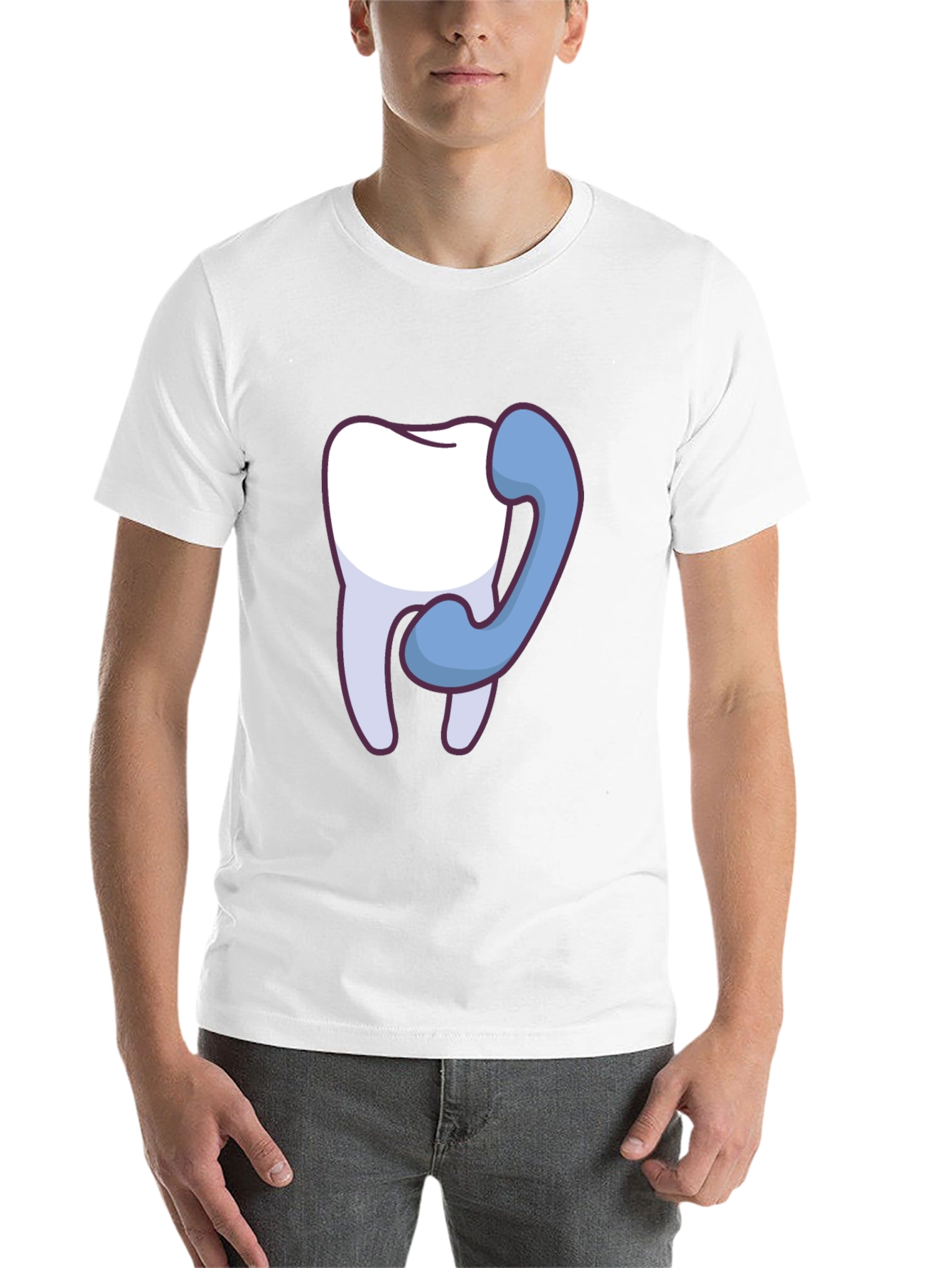 Black Dental Humor T-Shirt - Tooth Phone Call view 14