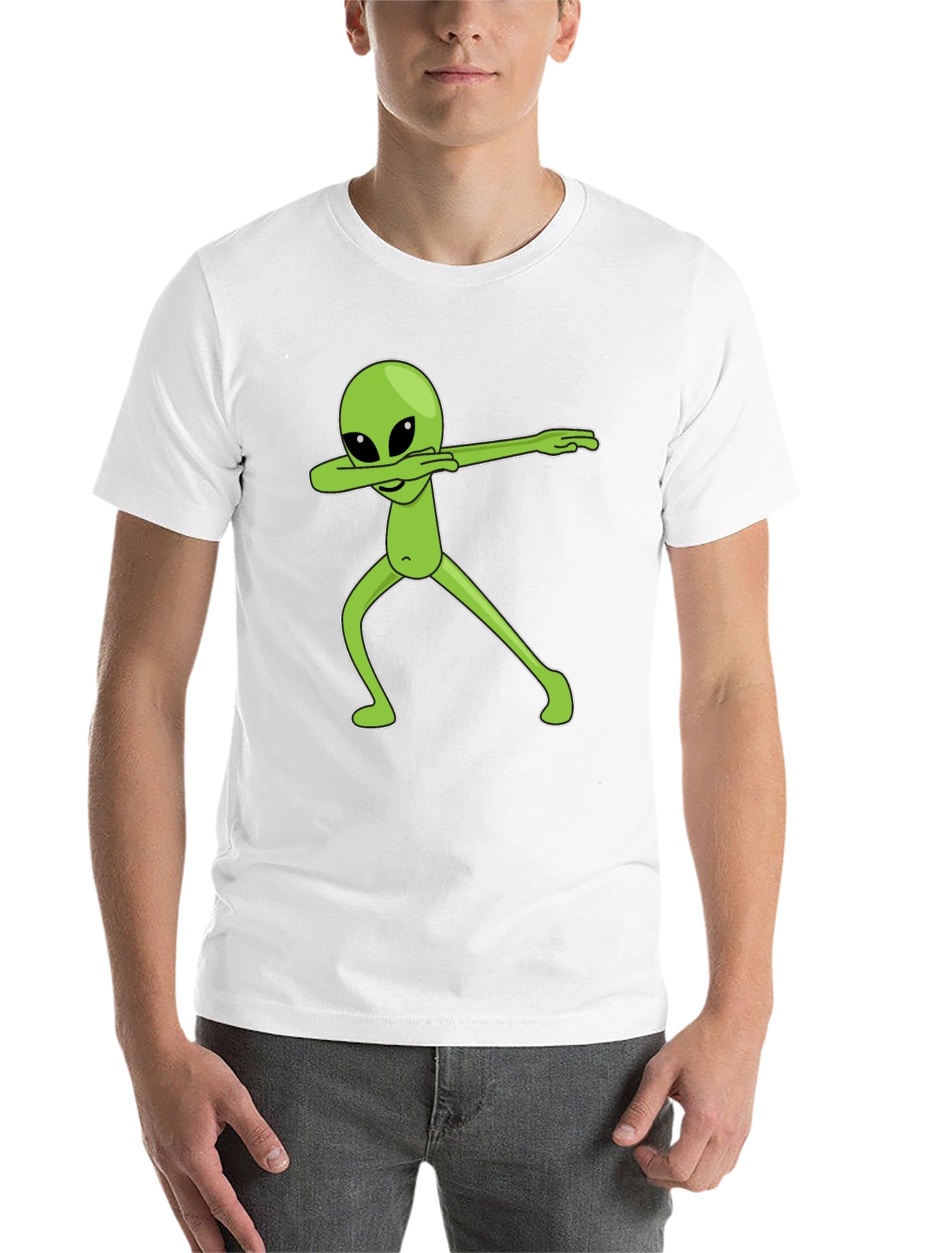 Black Dabbing Alien Graphic Tee - Black Cotton T-Shirt view 14