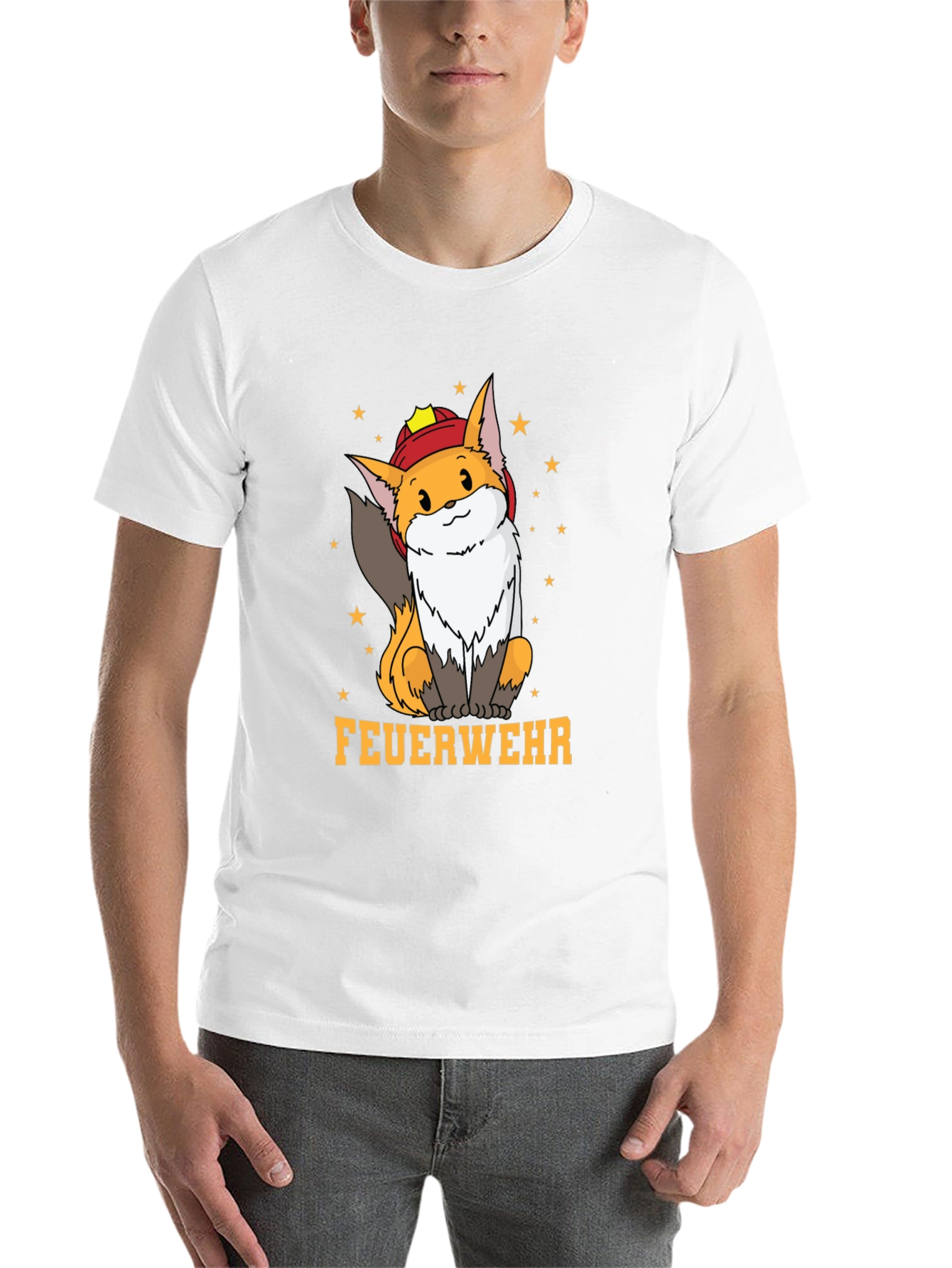 Black Fox Firefighter T-Shirt - Cute Cartoon Design view 14