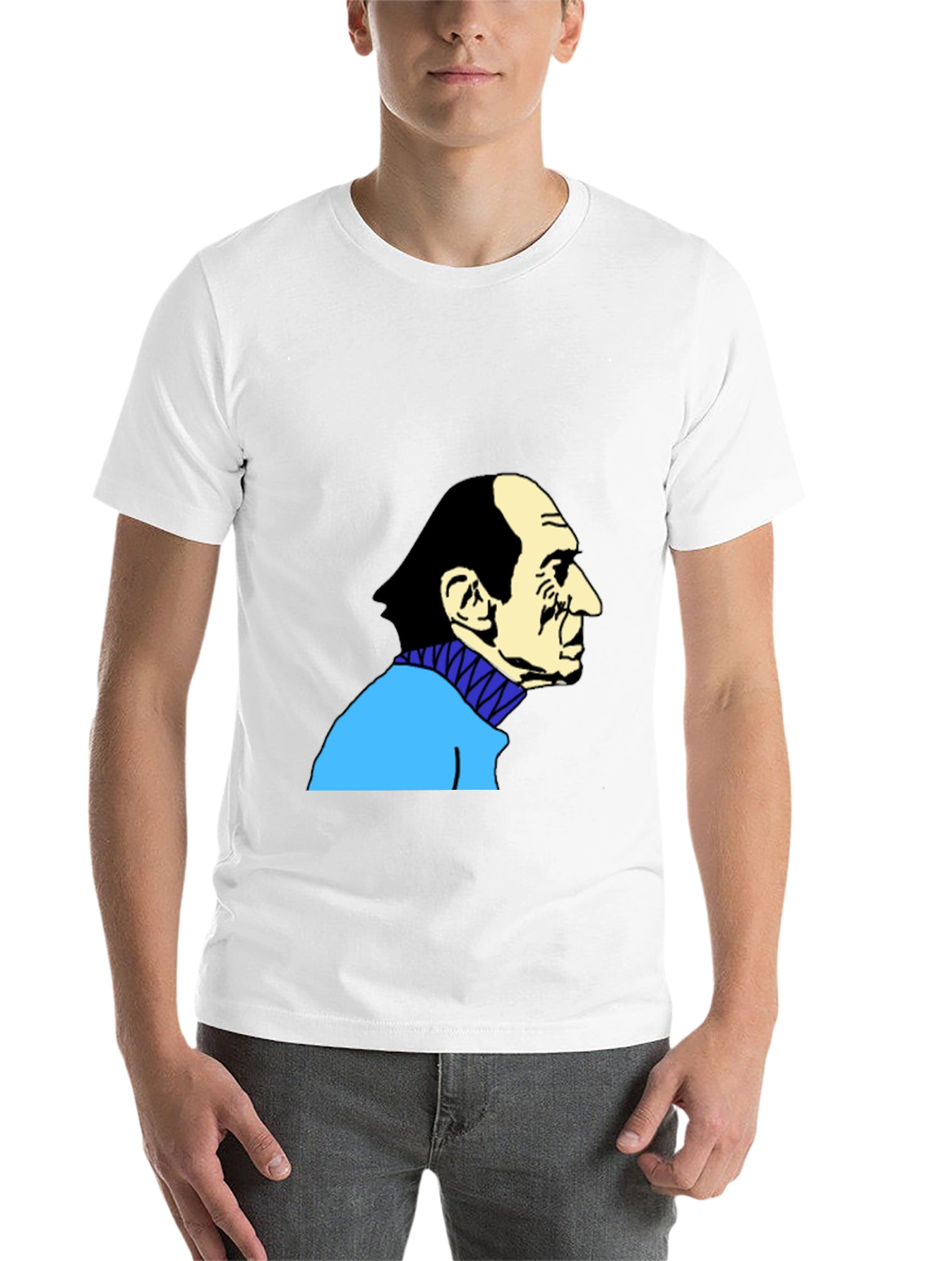 Black Optical Illusion Old Man/Sax Player Graphic Tee view 14