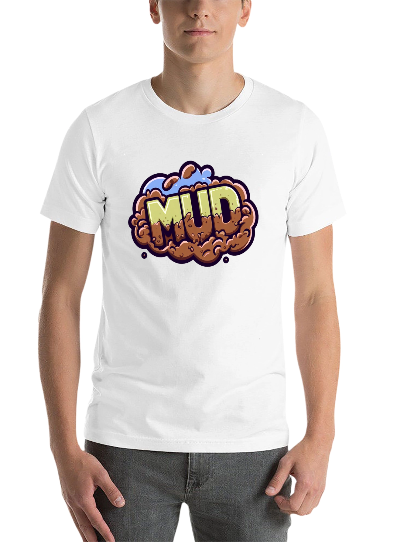 Black Mud Graphic Tee - Cartoon Style Black T-Shirt view 14