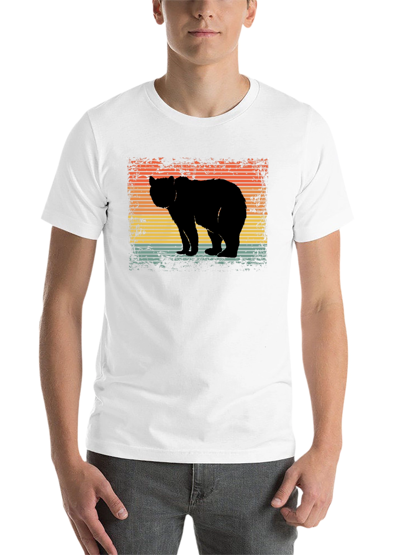 Black Retro Bear Silhouette Graphic T-Shirt view 14