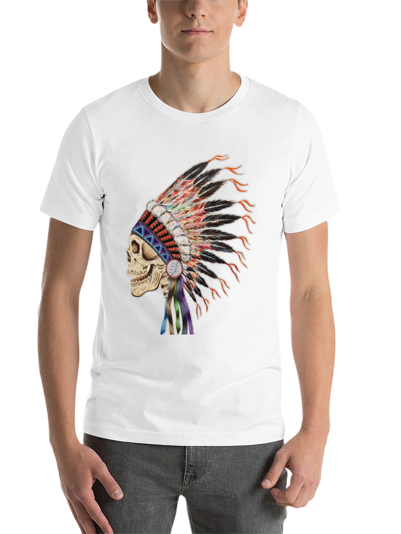 Black Skull Headdress Graphic T-Shirt view 14