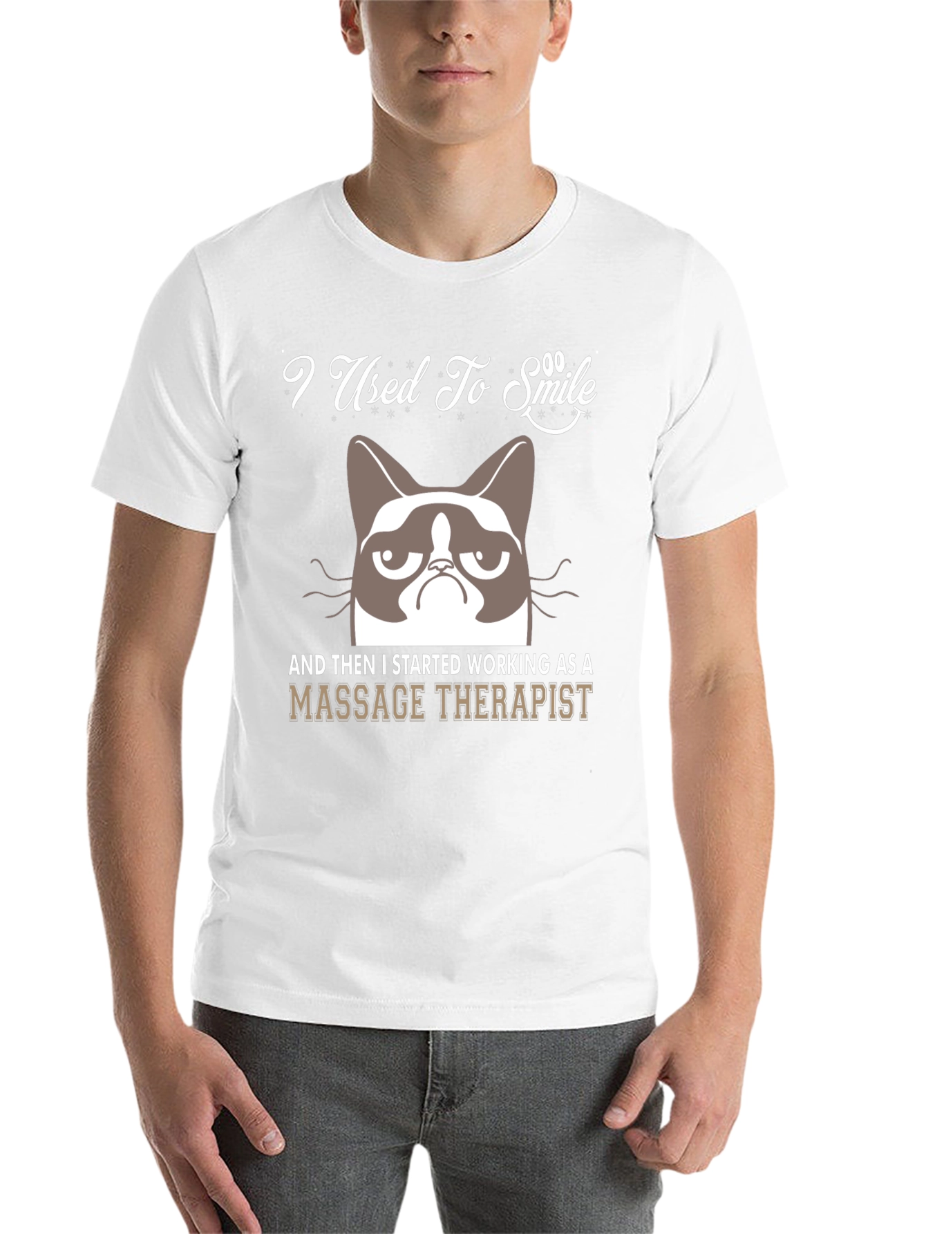 Black I Used To Smile Massage Therapist Grumpy Cat T-Shirt view 14