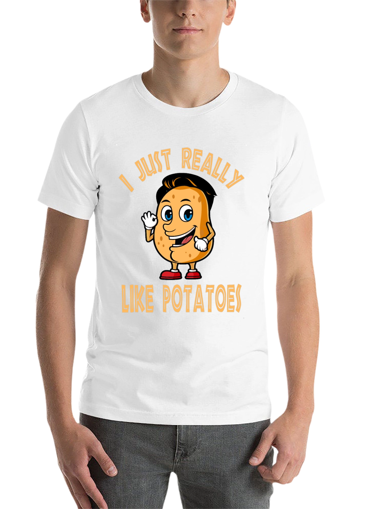 Black Funny Potato Lover T-Shirt - "I Just Really Like Potatoes" view 14