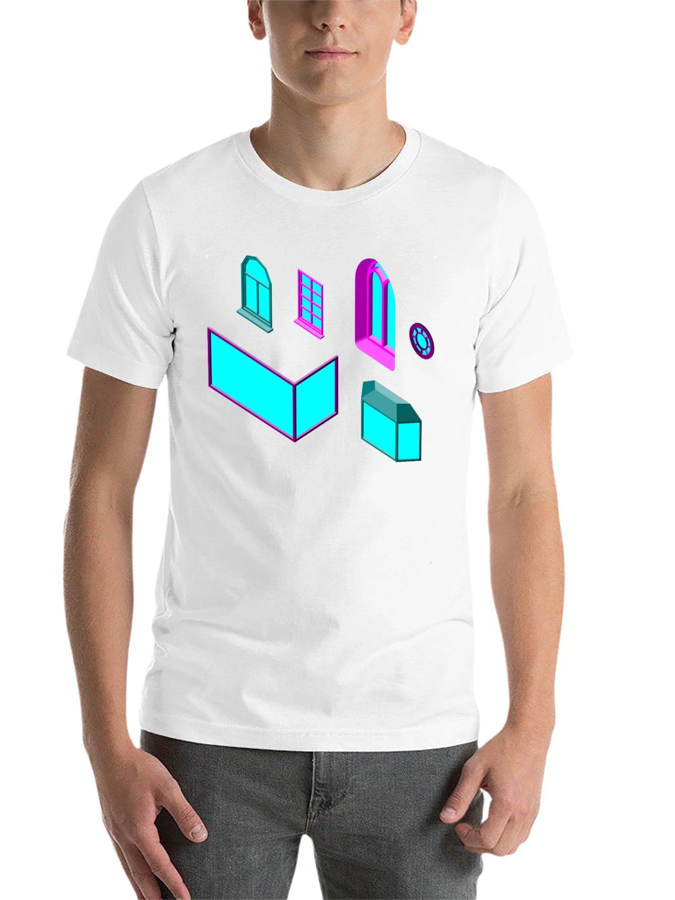 Black Geometric Windows Graphic Tee - Black view 14