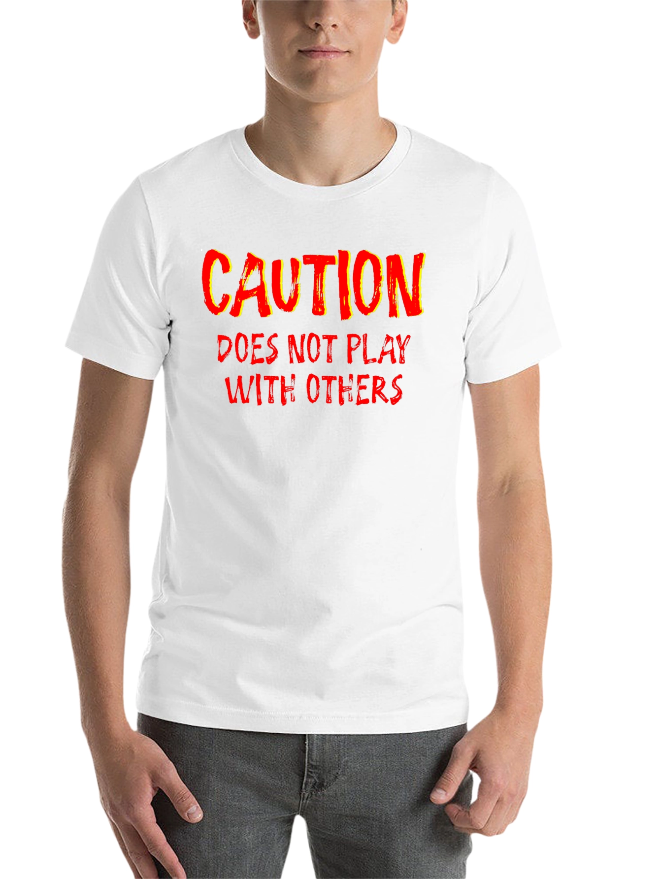 Black Caution Funny Graphic T-Shirt view 14
