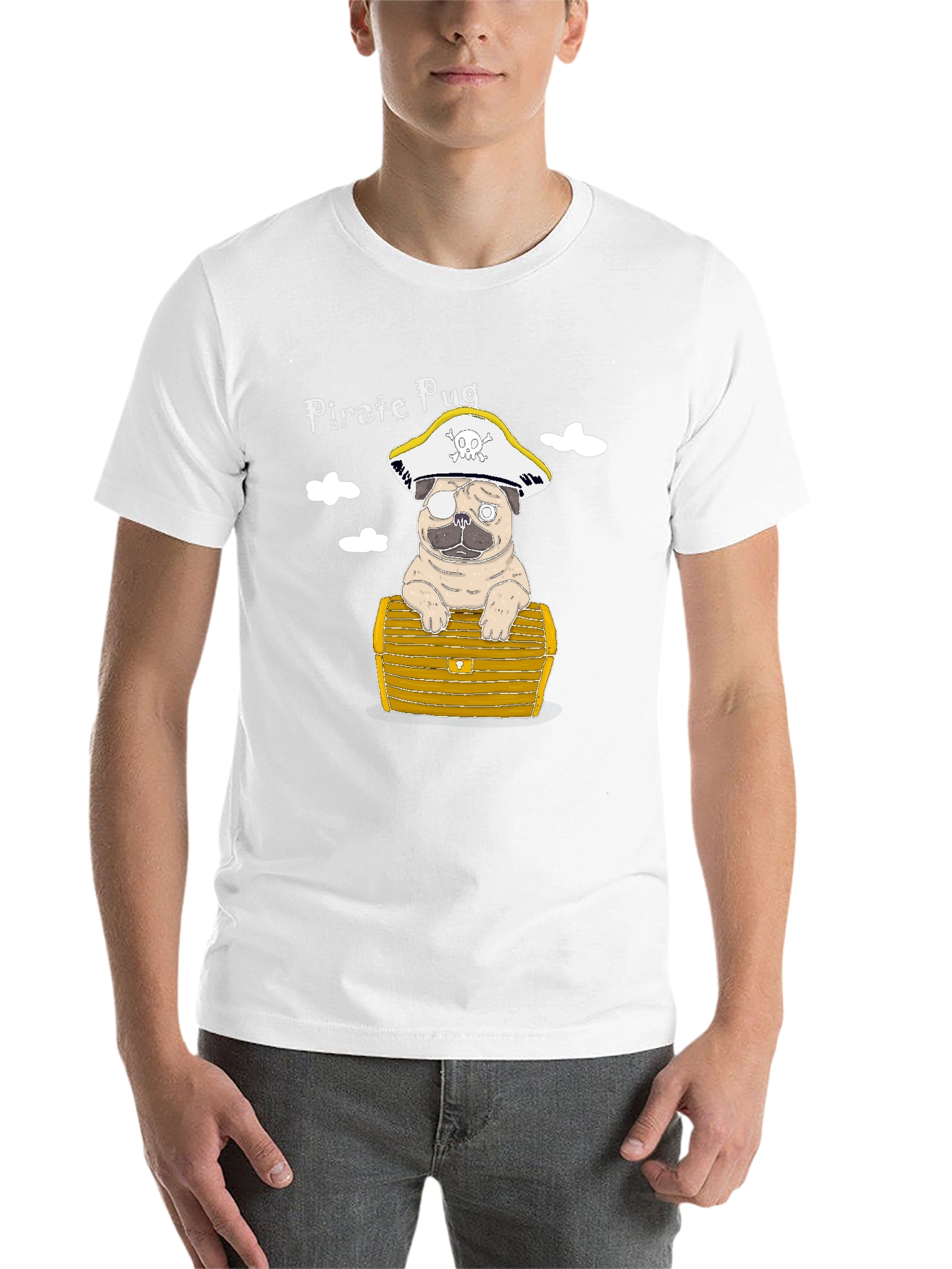 Black Pirate Pug T-Shirt - Cute Dog Graphic Tee view 14