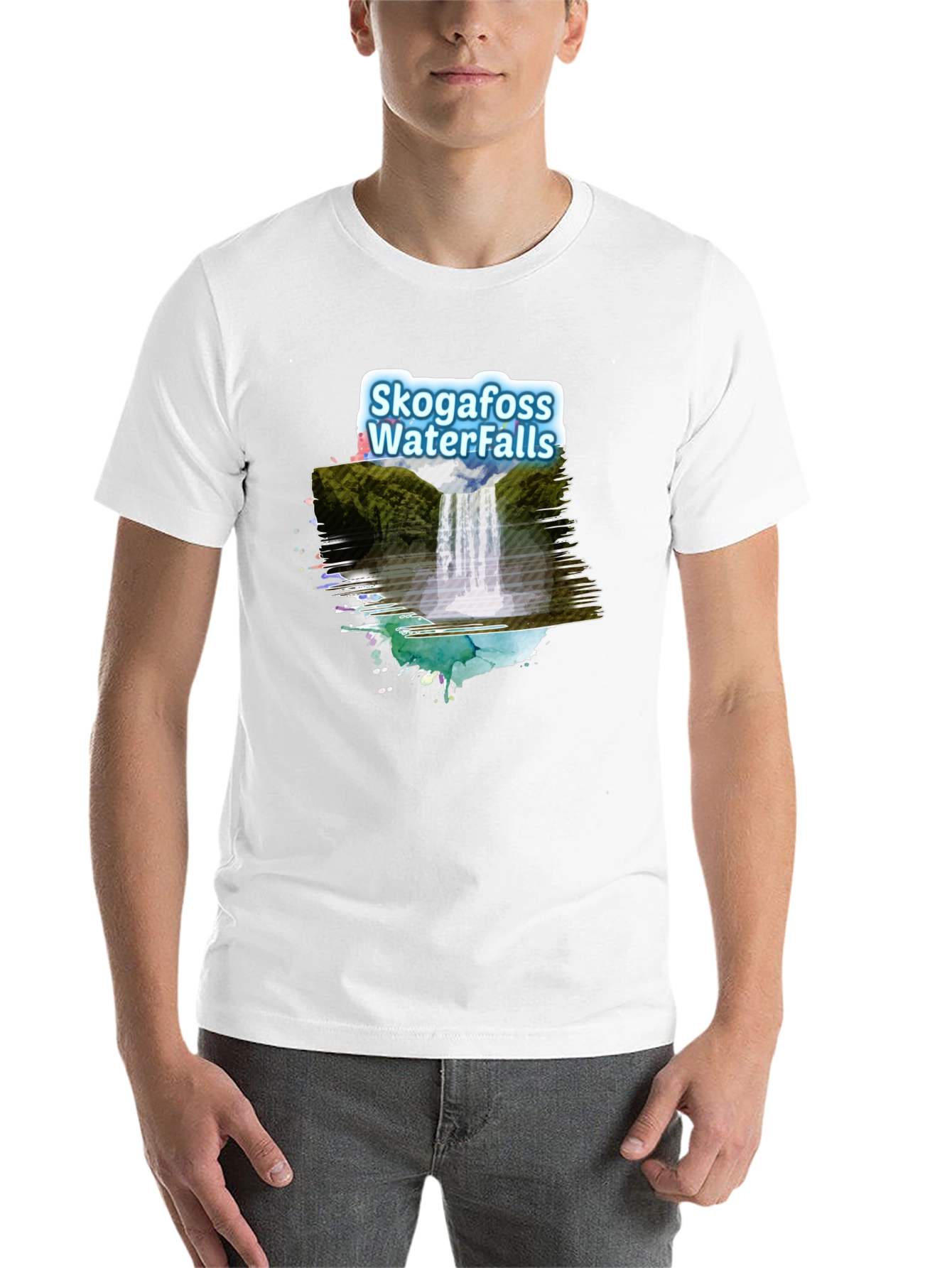 Black Skogafoss Waterfalls Graphic Tee - Black view 14