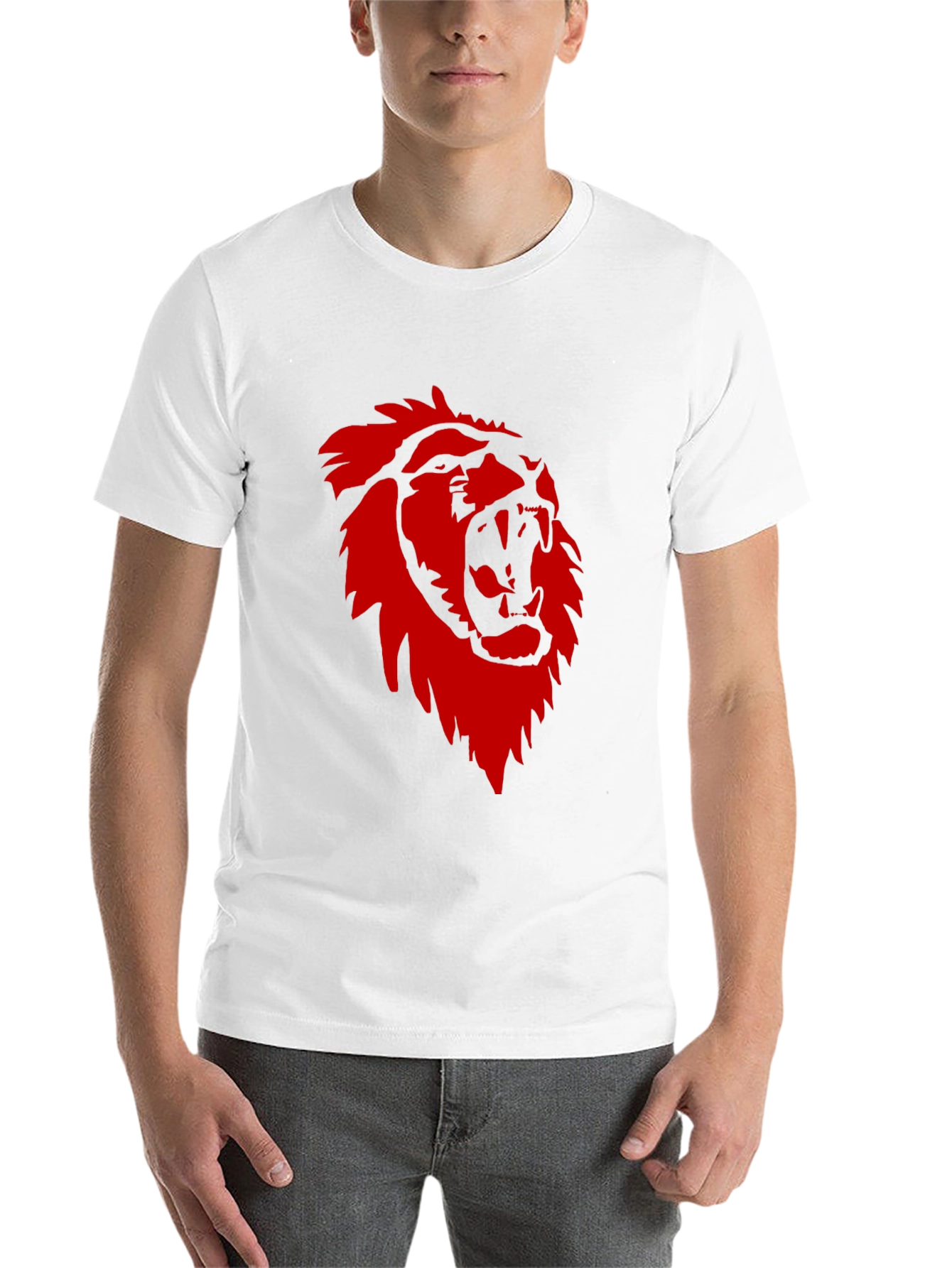 Black Bold Lion Graphic Tee - Black Cotton Crew Neck T-Shirt view 14