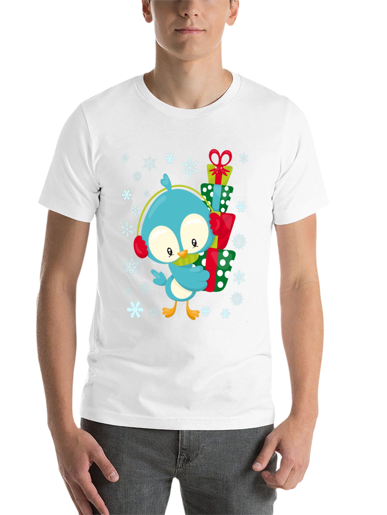 Black Festive Bird Gift T-Shirt - Holiday Cheer view 14