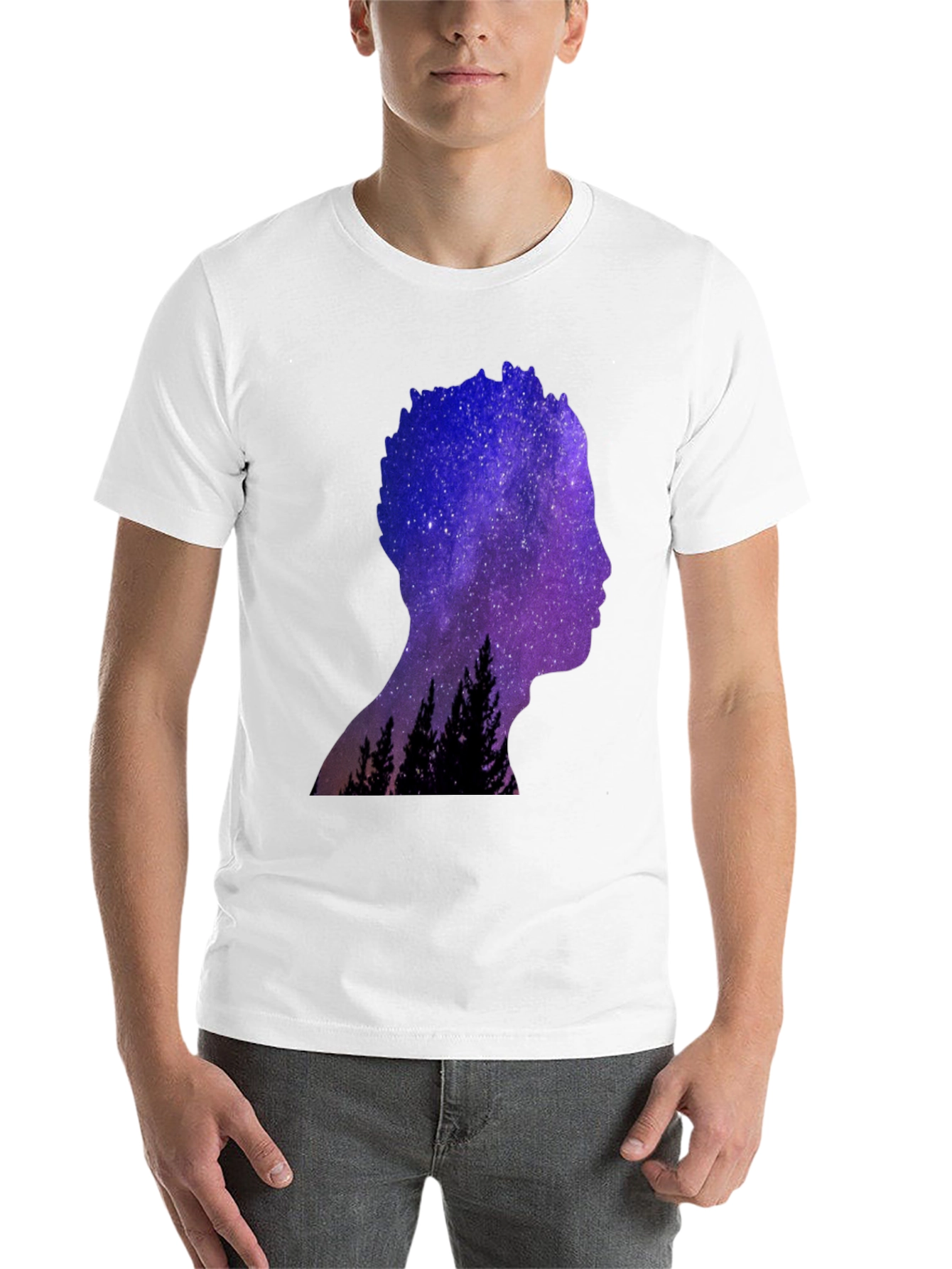 Black Galaxy Silhouette Graphic Tee - Men's Black T-Shirt view 14
