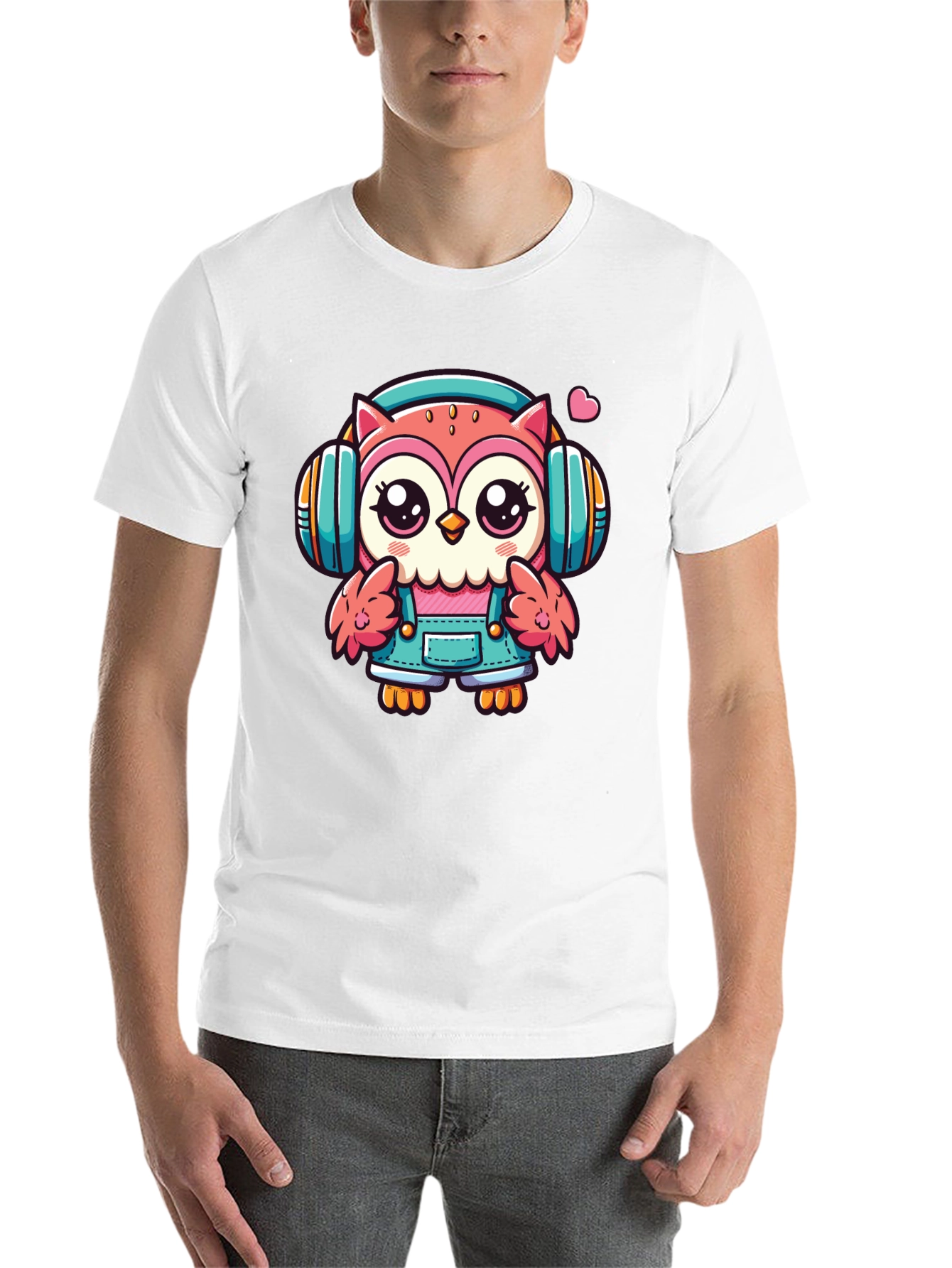 Black Owl DJ T-Shirt: Cute Cartoon Animal Tee view 14