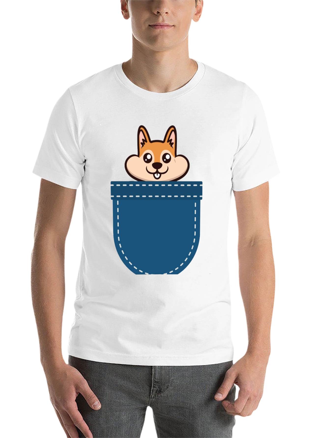 Black Cute Pocket Dog Graphic T-Shirt view 14