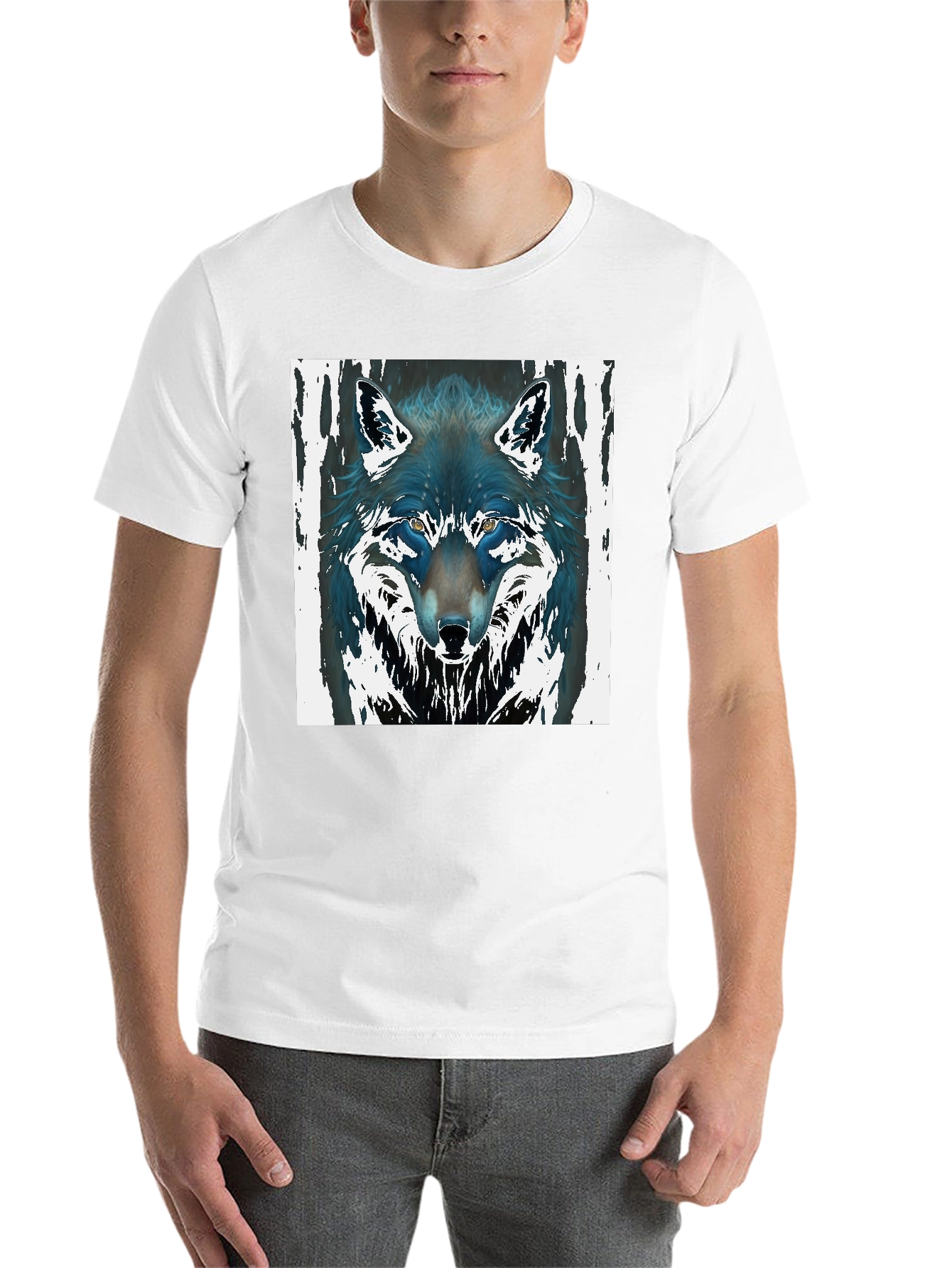 Black Wolf Graphic Black Tee - Men's Fashion view 14