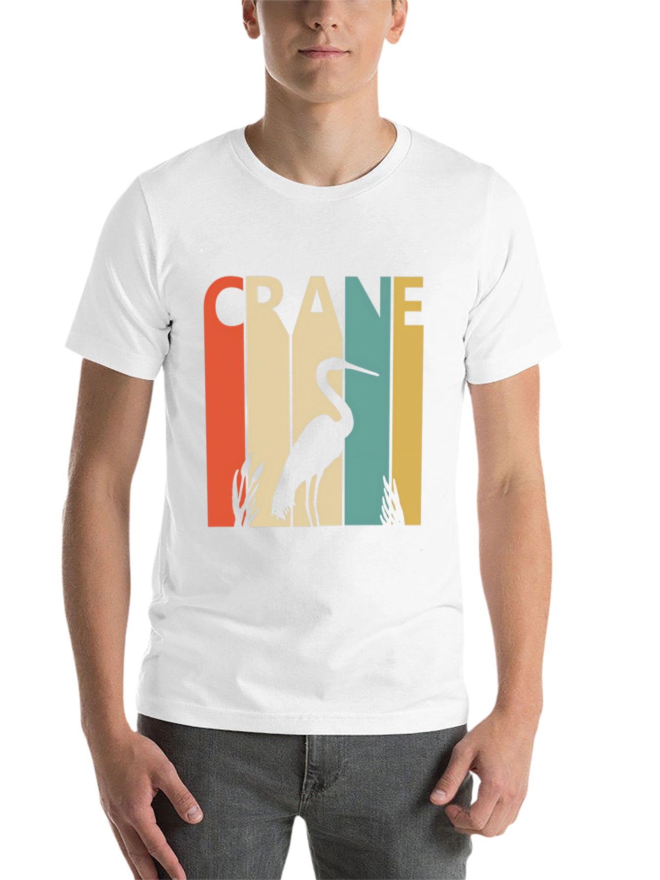 Black Vintage Crane Bird T-Shirt - Retro Design view 14