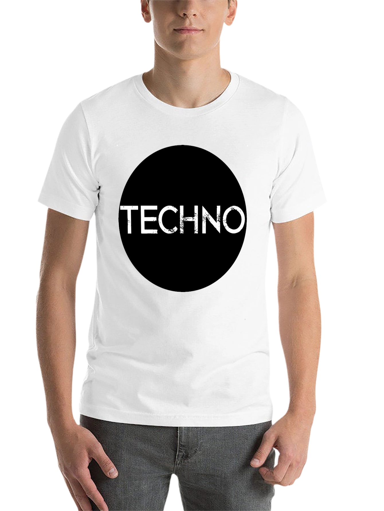 Black Techno Music Graphic T-Shirt - Black Round Design view 14
