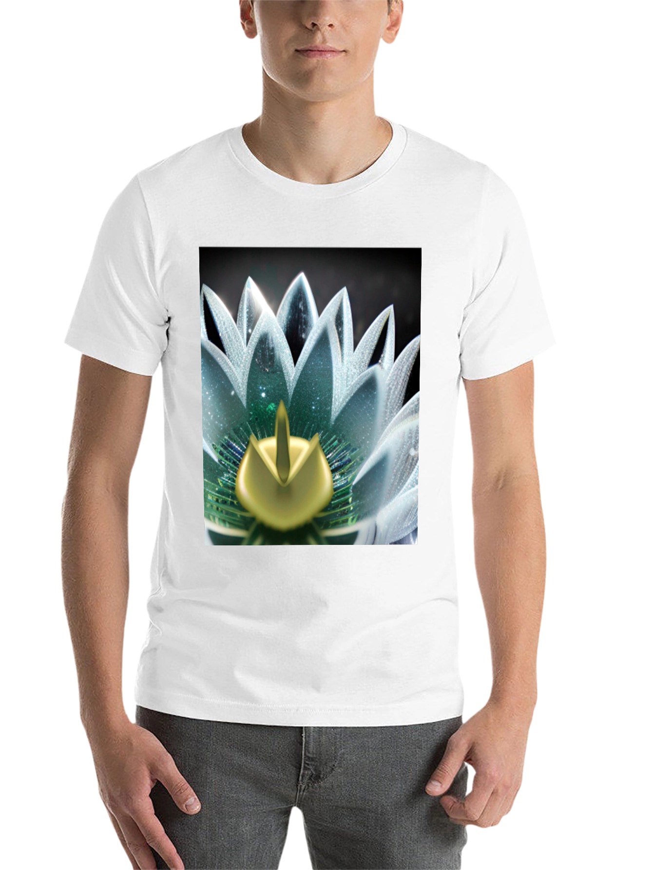 Black Lotus Flower Graphic Tee - Black Cotton Blend view 14