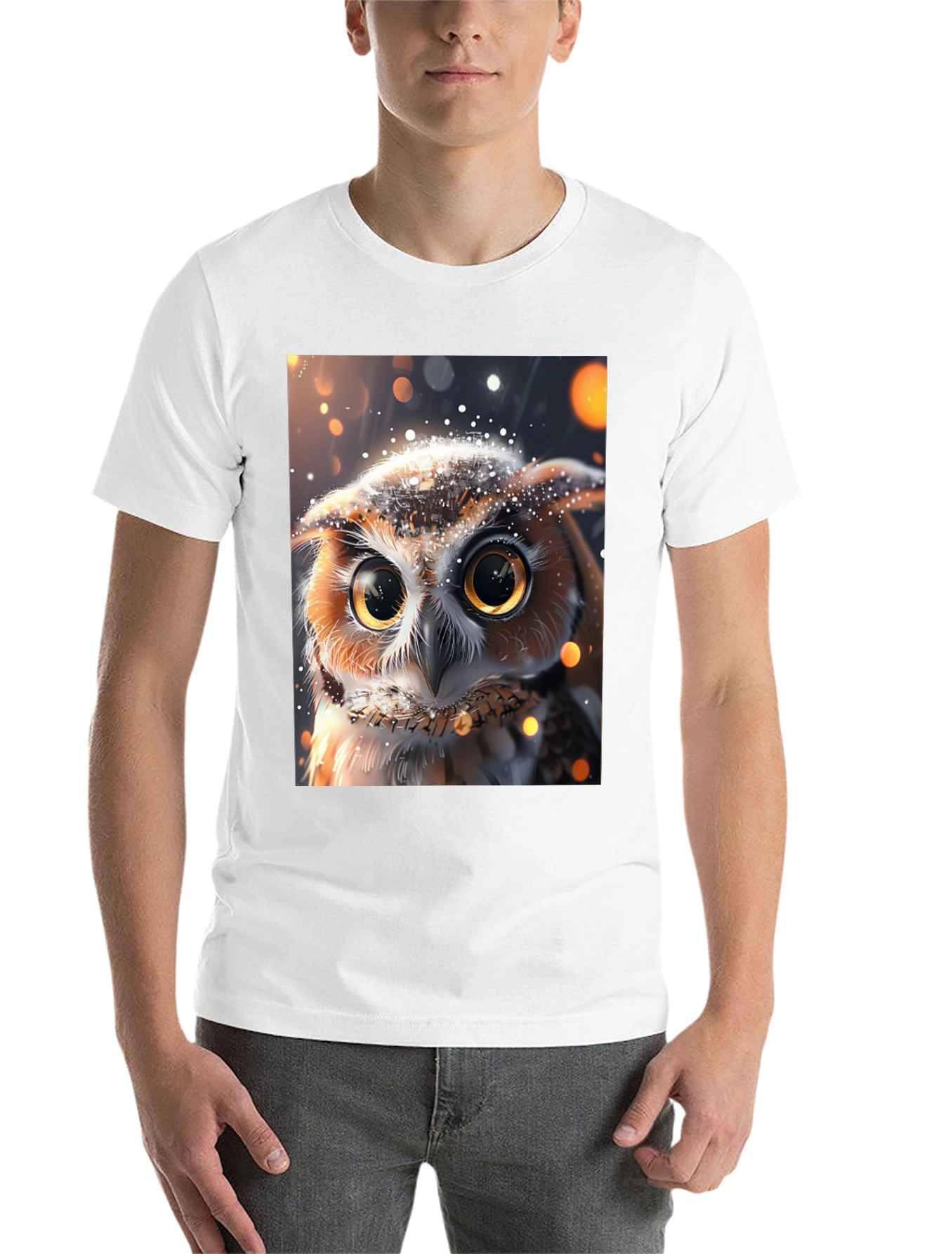 Black Owl Print Black T-Shirt view 14