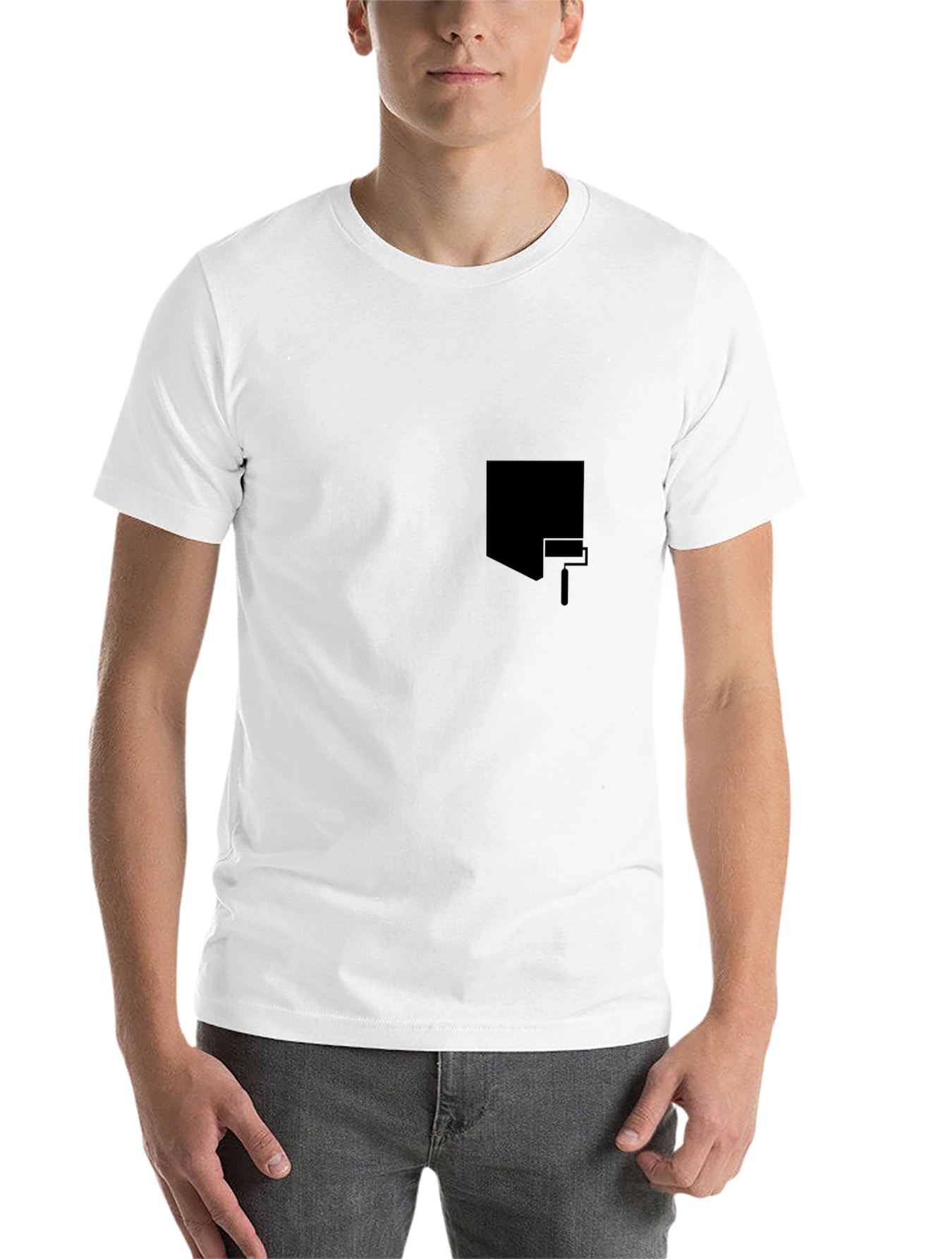 Black Men's Black Graphic Tee - Painter Pocket Design view 14