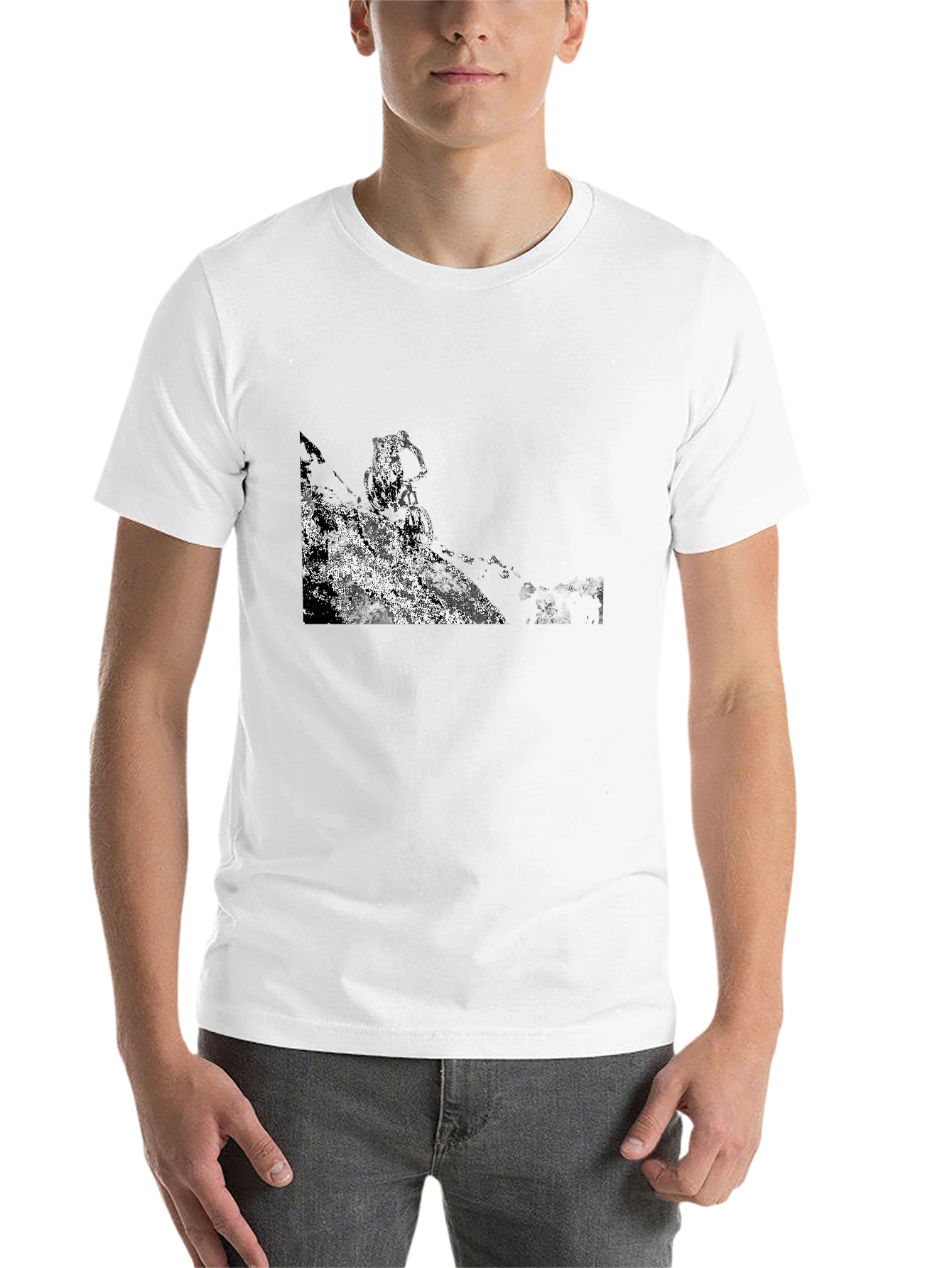 Black Black T-Shirt with Abstract Mountain Bike Graphic view 14