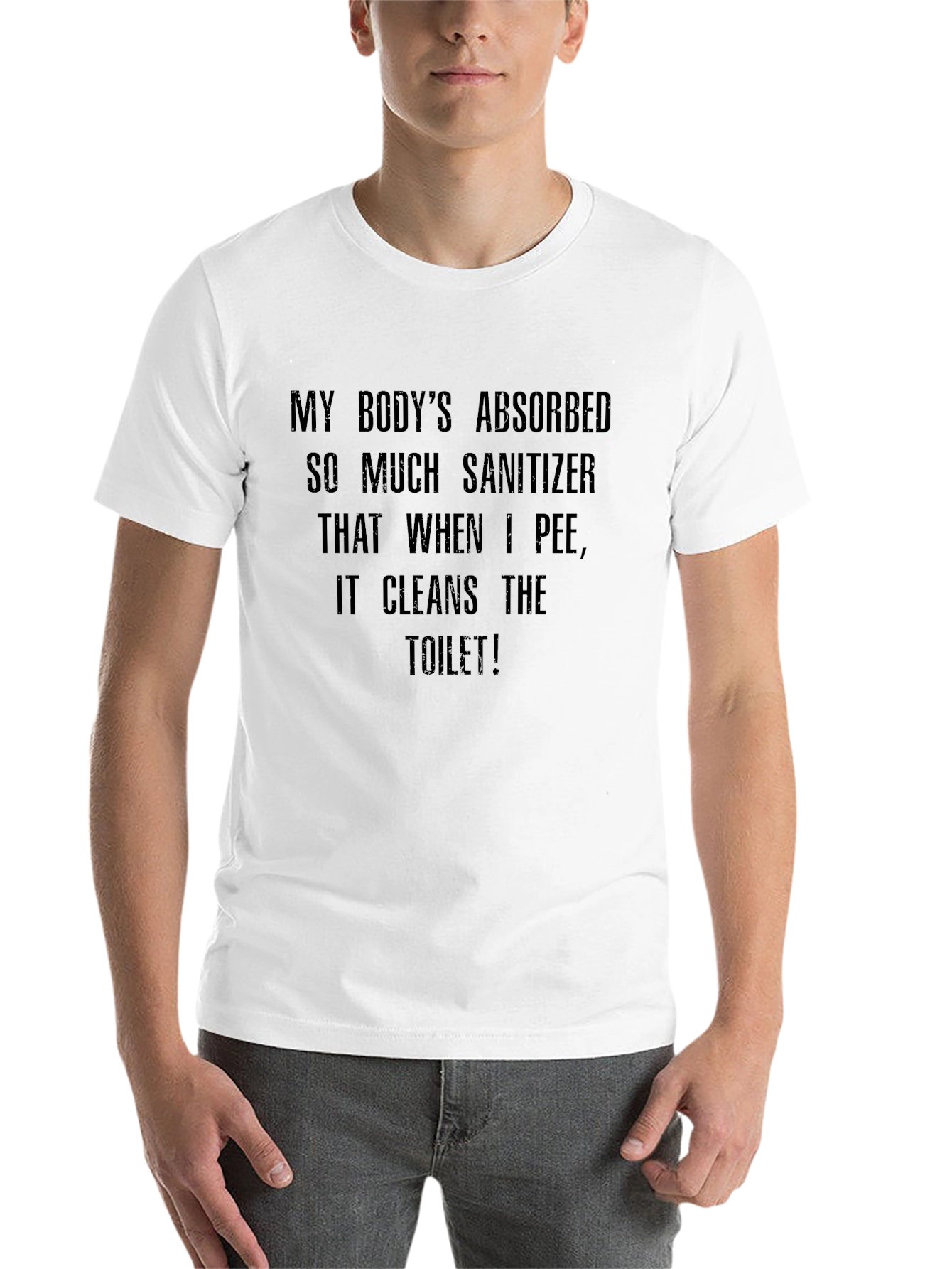 Black Funny Sanitizer T-Shirt - Cleans The Toilet Tee view 14