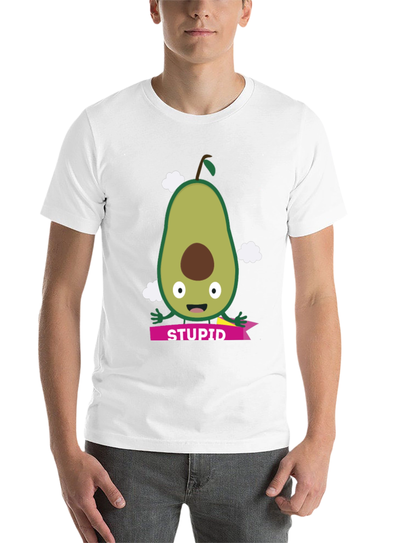 Black Funny Avocado "Stupid" Graphic Tee view 14