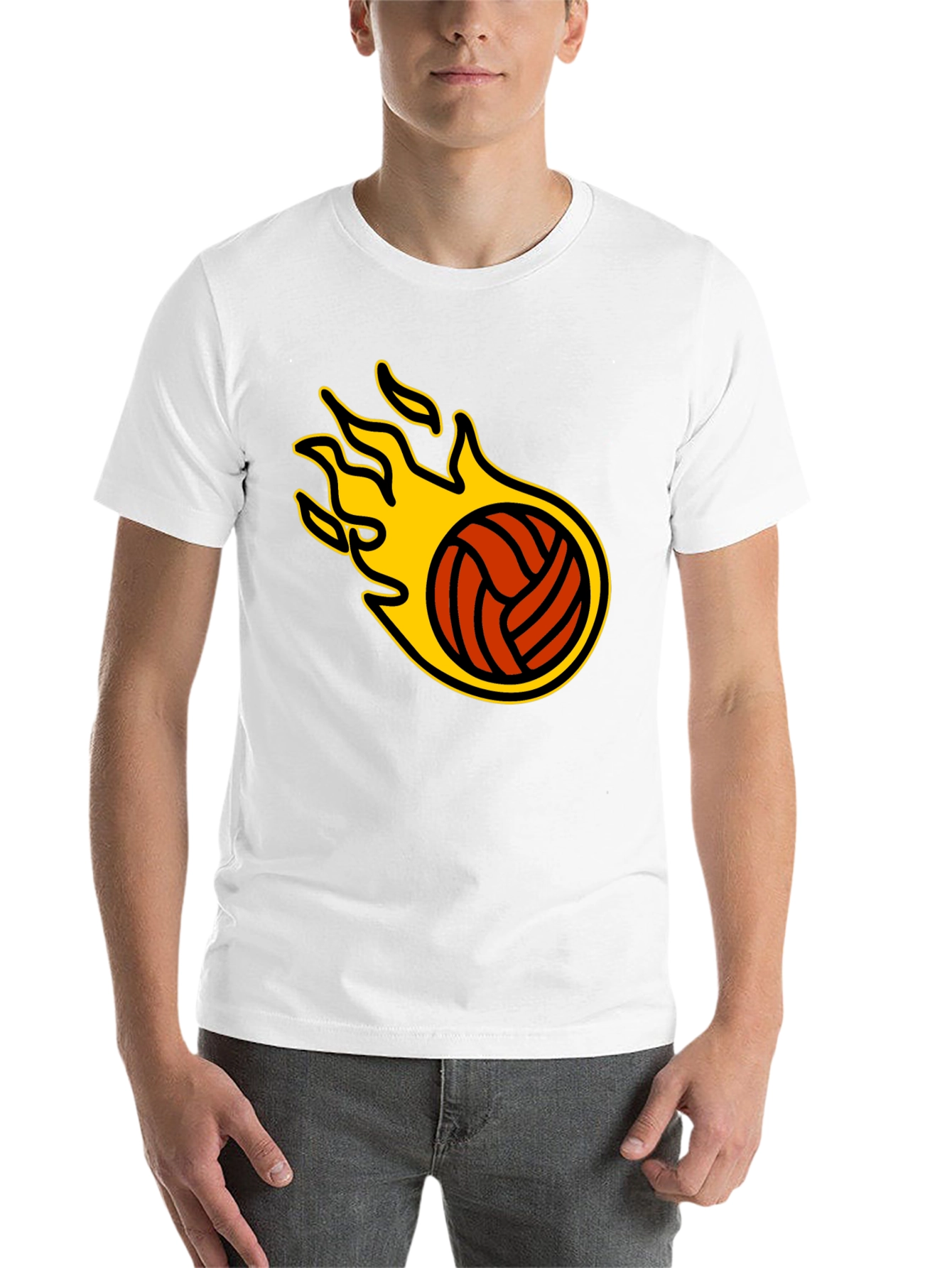 Black Flaming Volleyball Graphic T-Shirt view 14