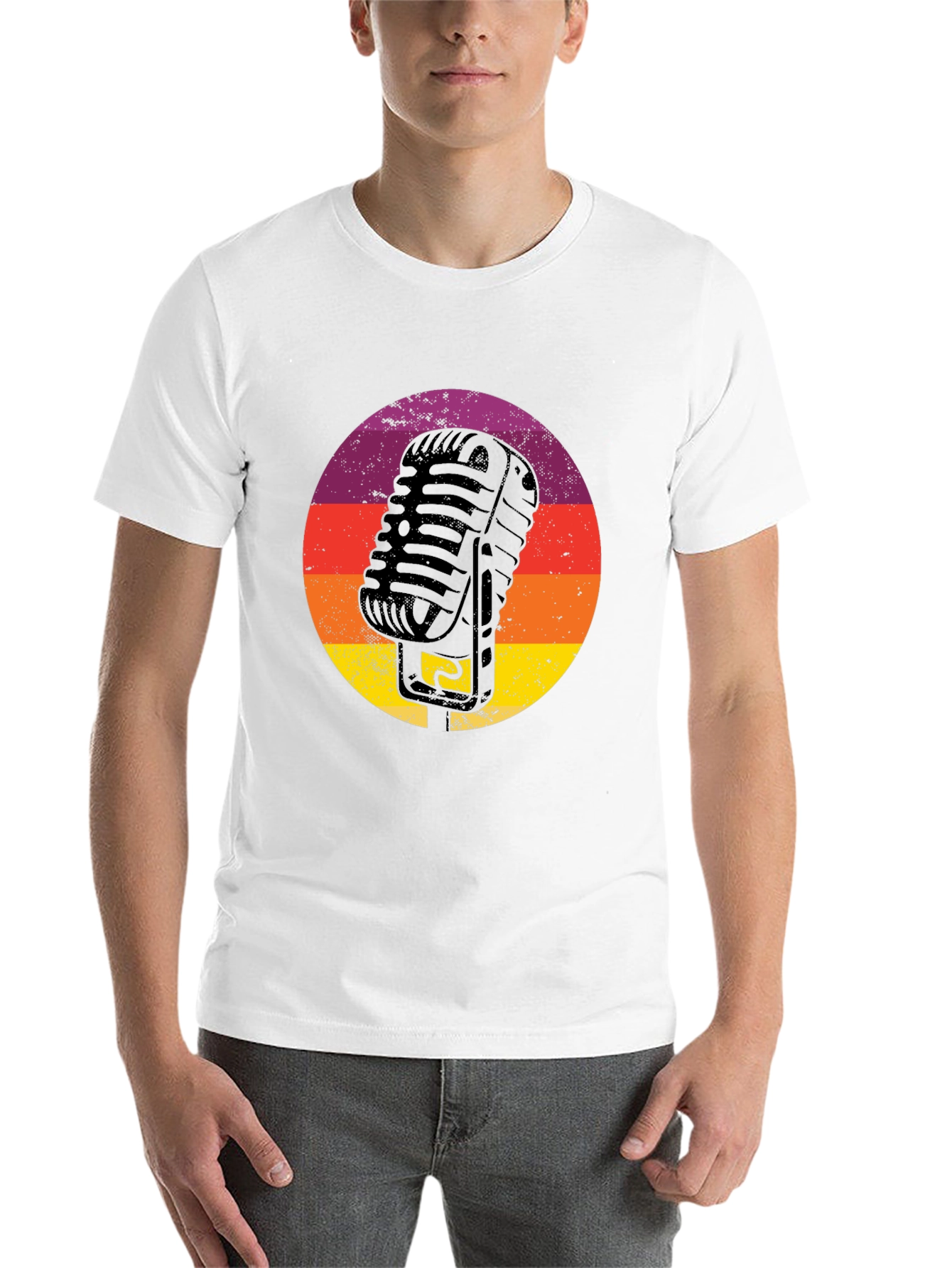Black Retro Microphone T-Shirt - Vintage Vocal Style view 14