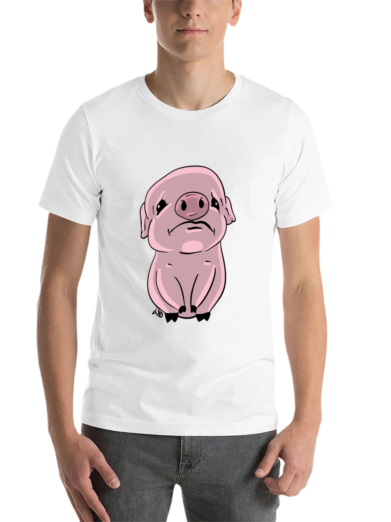 Black Sad Pig Graphic Tee - Black Cotton Comfort view 14
