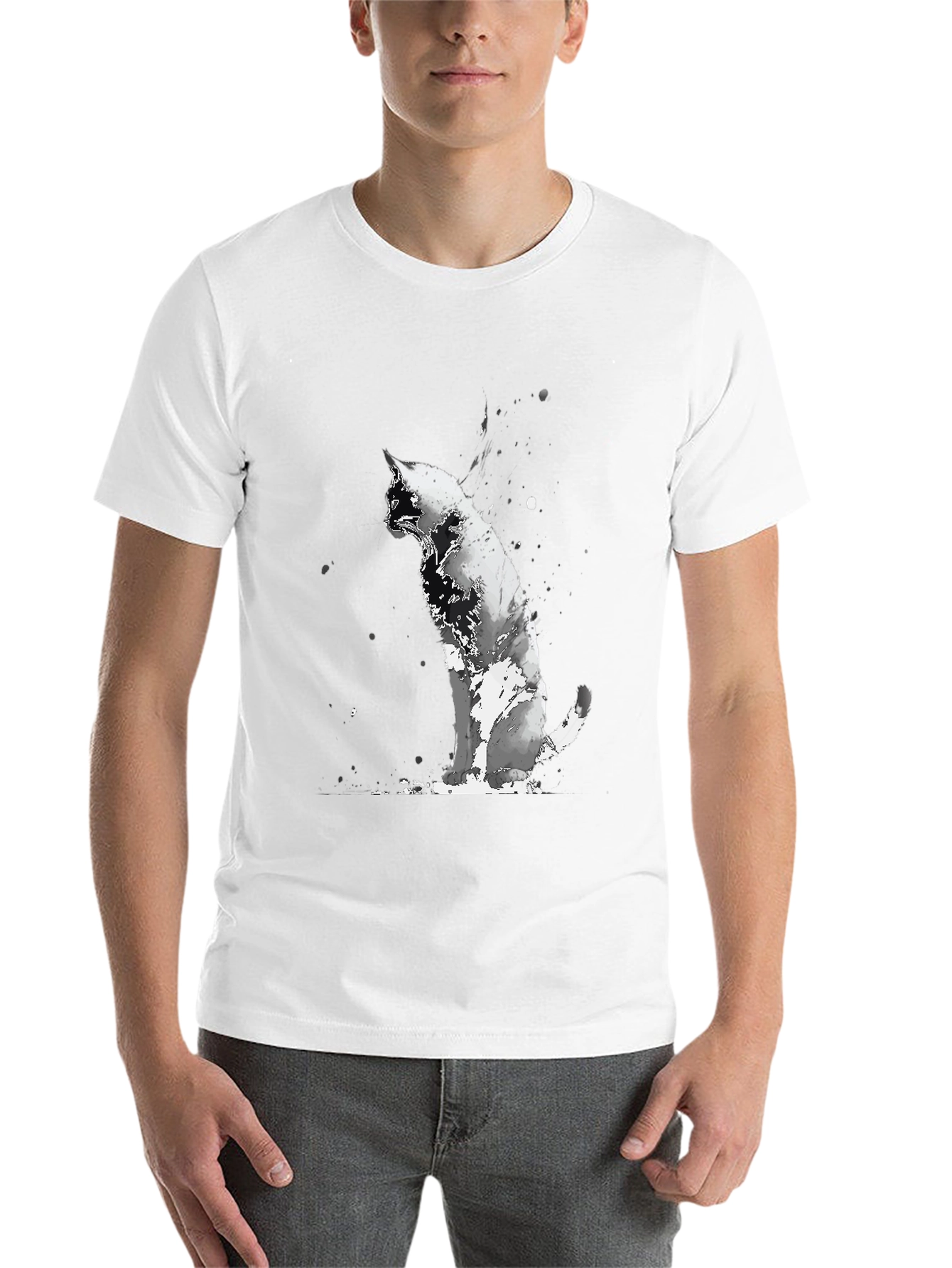 Black Black Cat Watercolor Graphic T-Shirt view 14
