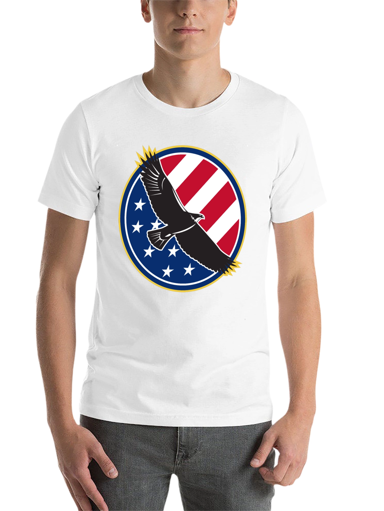 Black Patriotic Eagle T-Shirt - USA Flag Design view 14