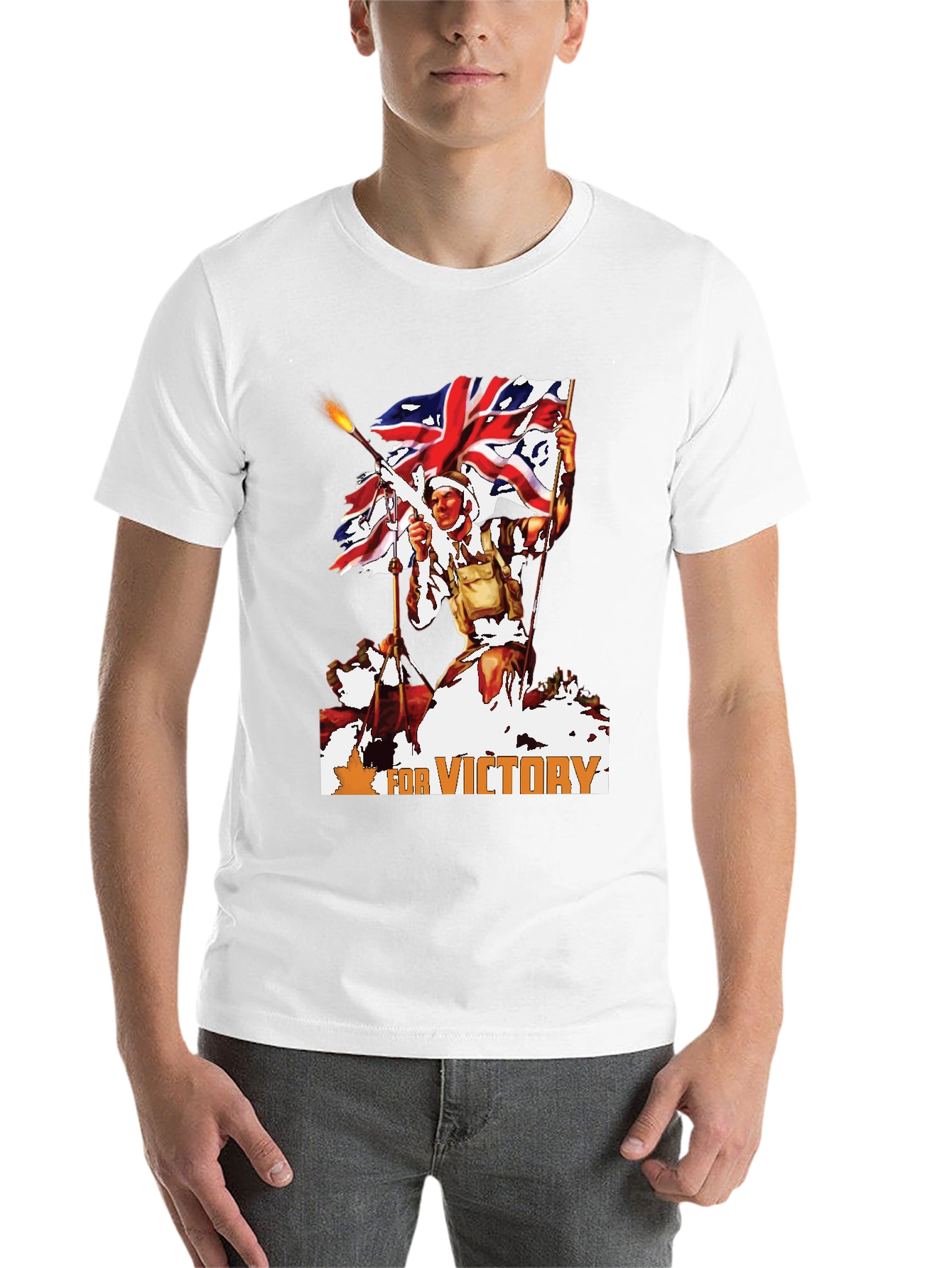 Black Victory Graphic Tee - Vintage British Soldier Design view 14