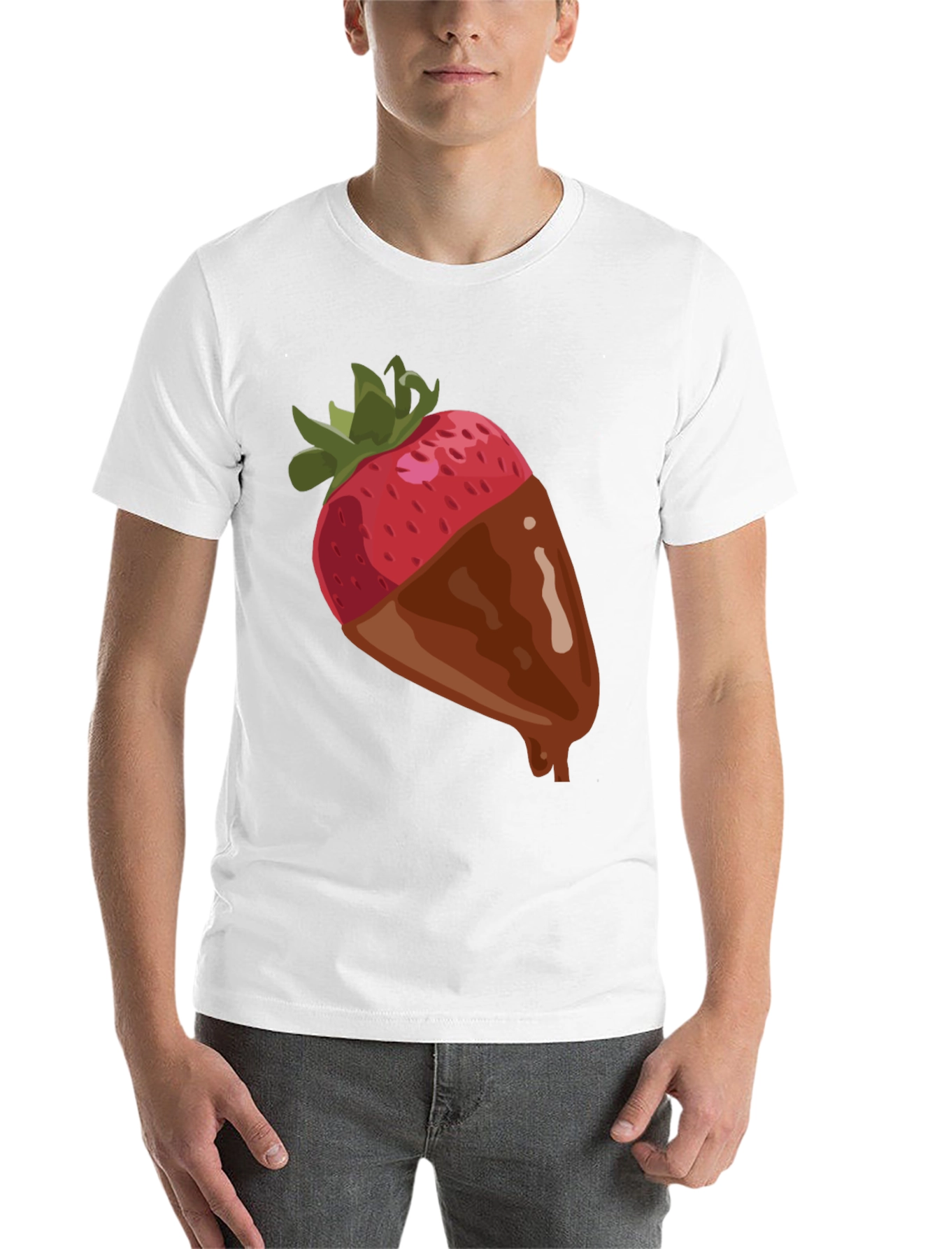 Black Strawberry Chocolate Dipped T-Shirt - Fun Dessert Tee view 14