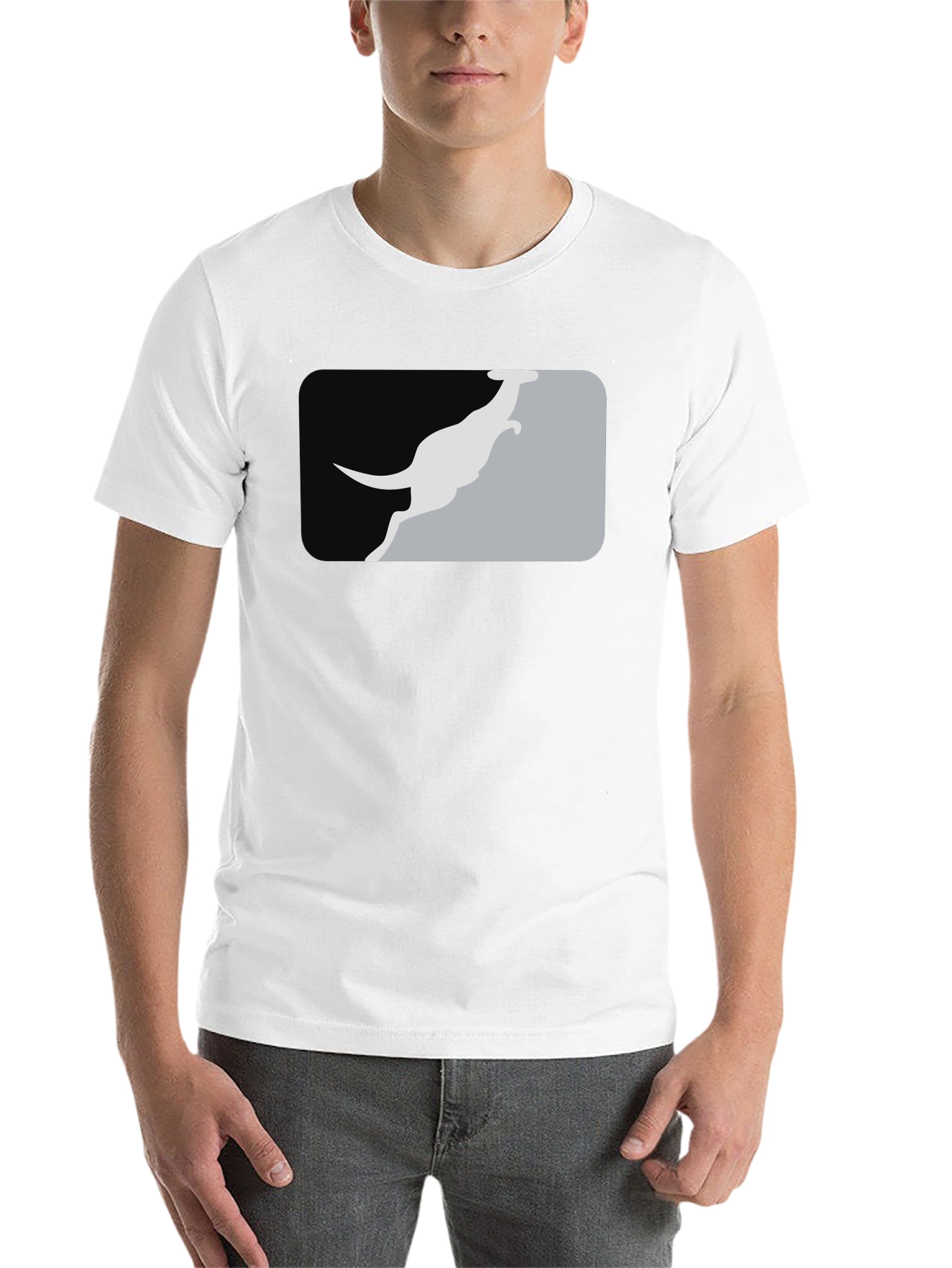 Black Kangaroo Silhouette Graphic Tee - Black Casual Shirt view 14