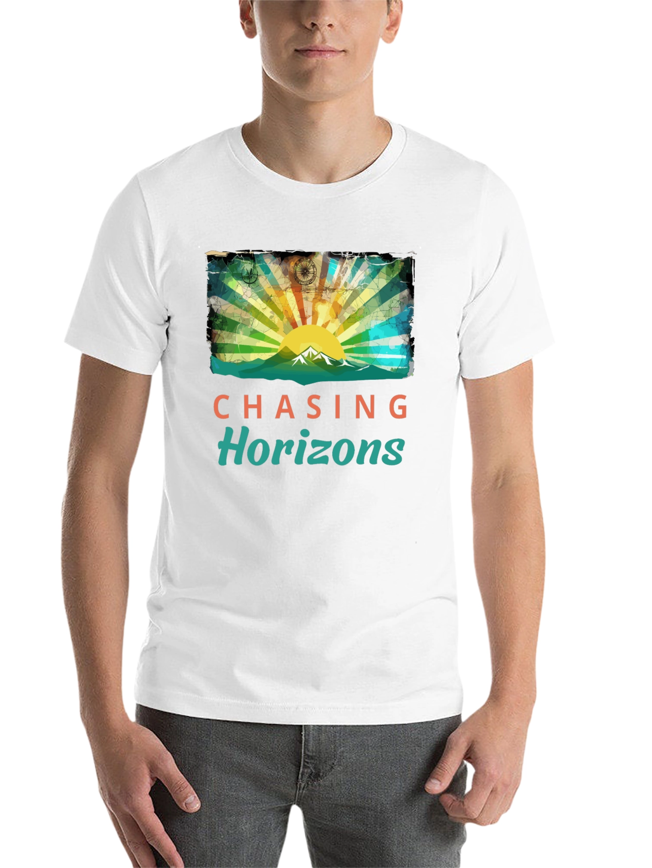 Black Chasing Horizons Graphic Tee - Mountain Sunrise Design view 14
