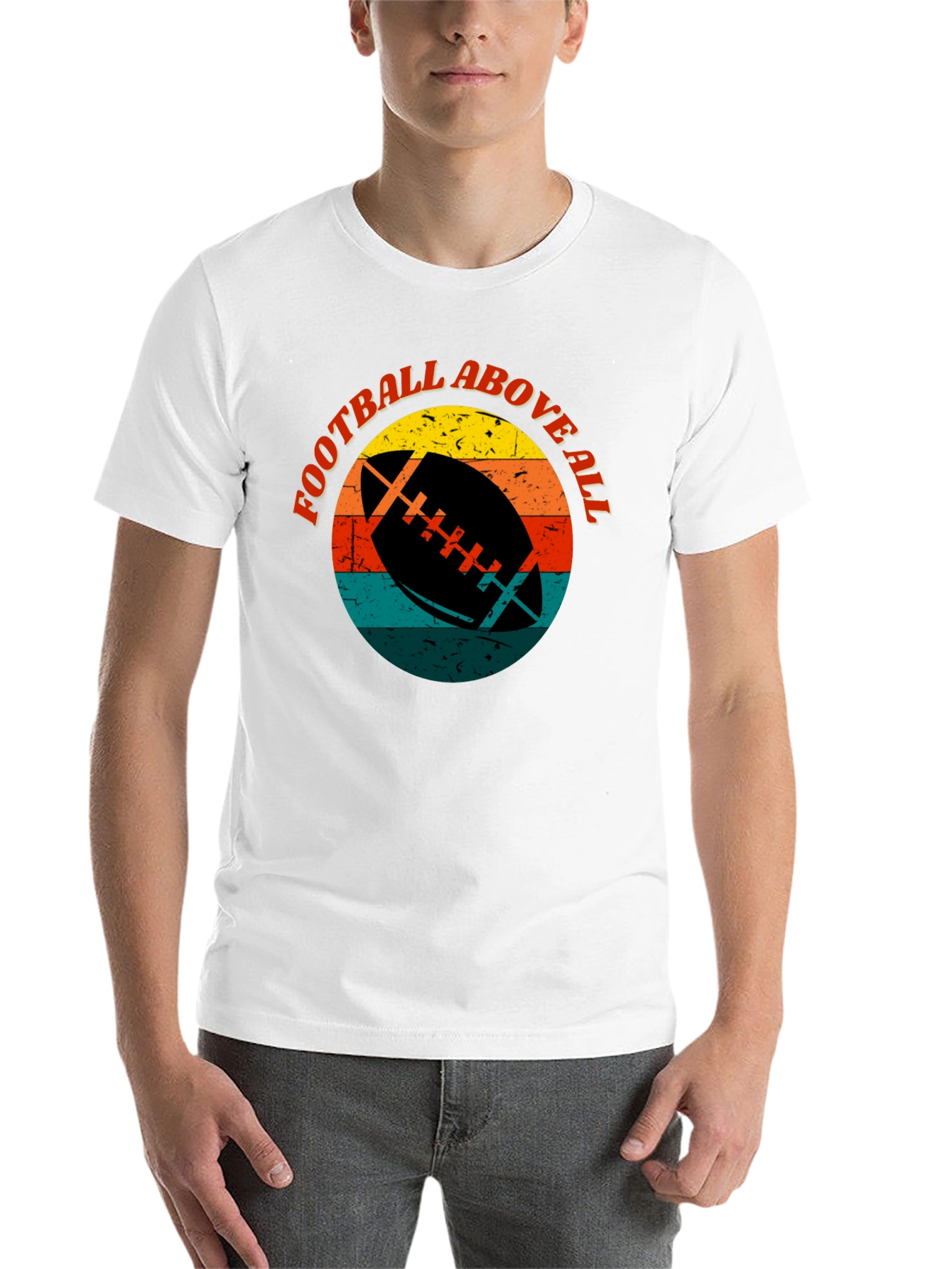 Black Football Above All Retro Graphic T-Shirt view 14