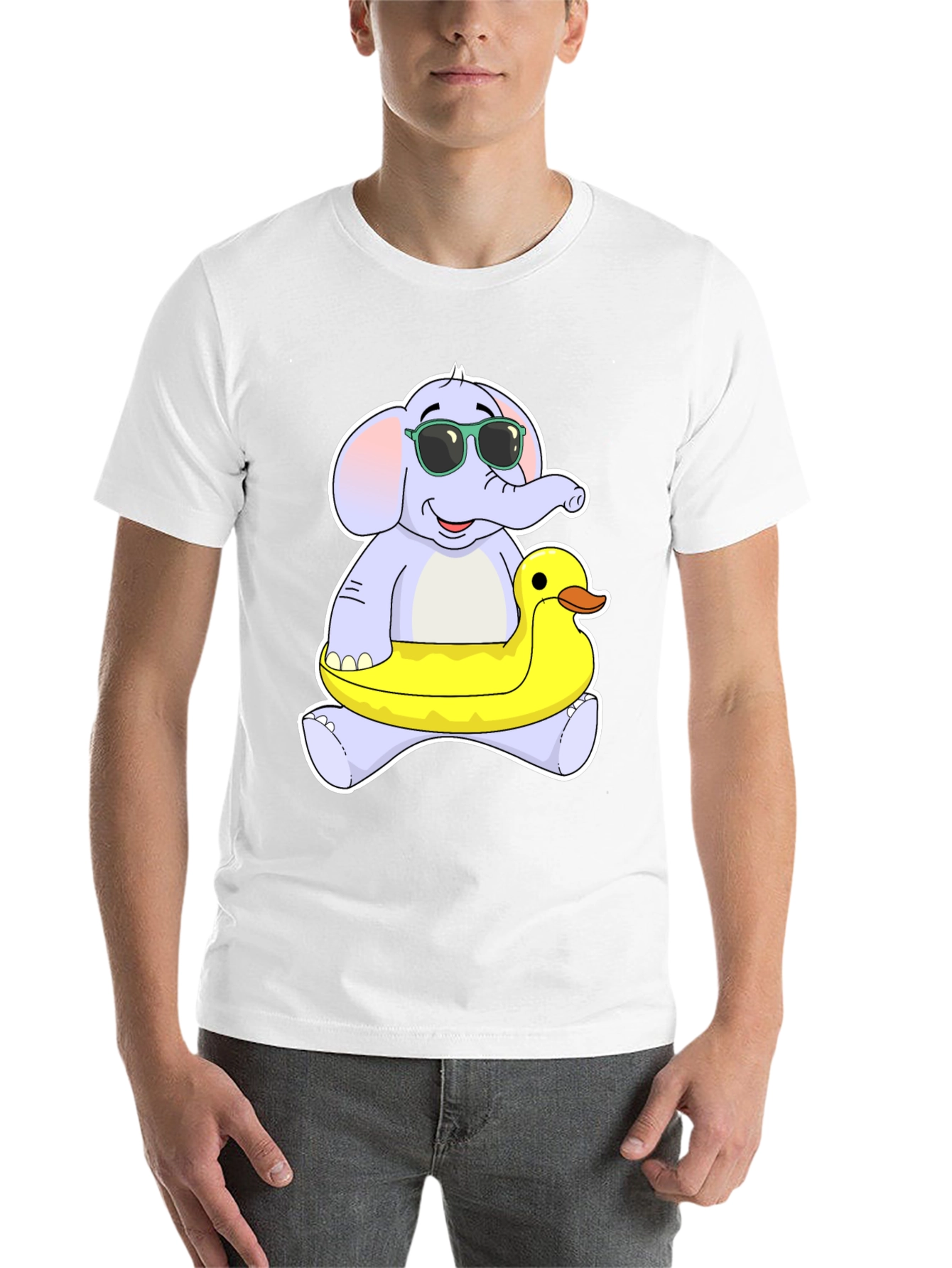 Black Elephant & Duck T-Shirt - Fun Cartoon Tee view 14