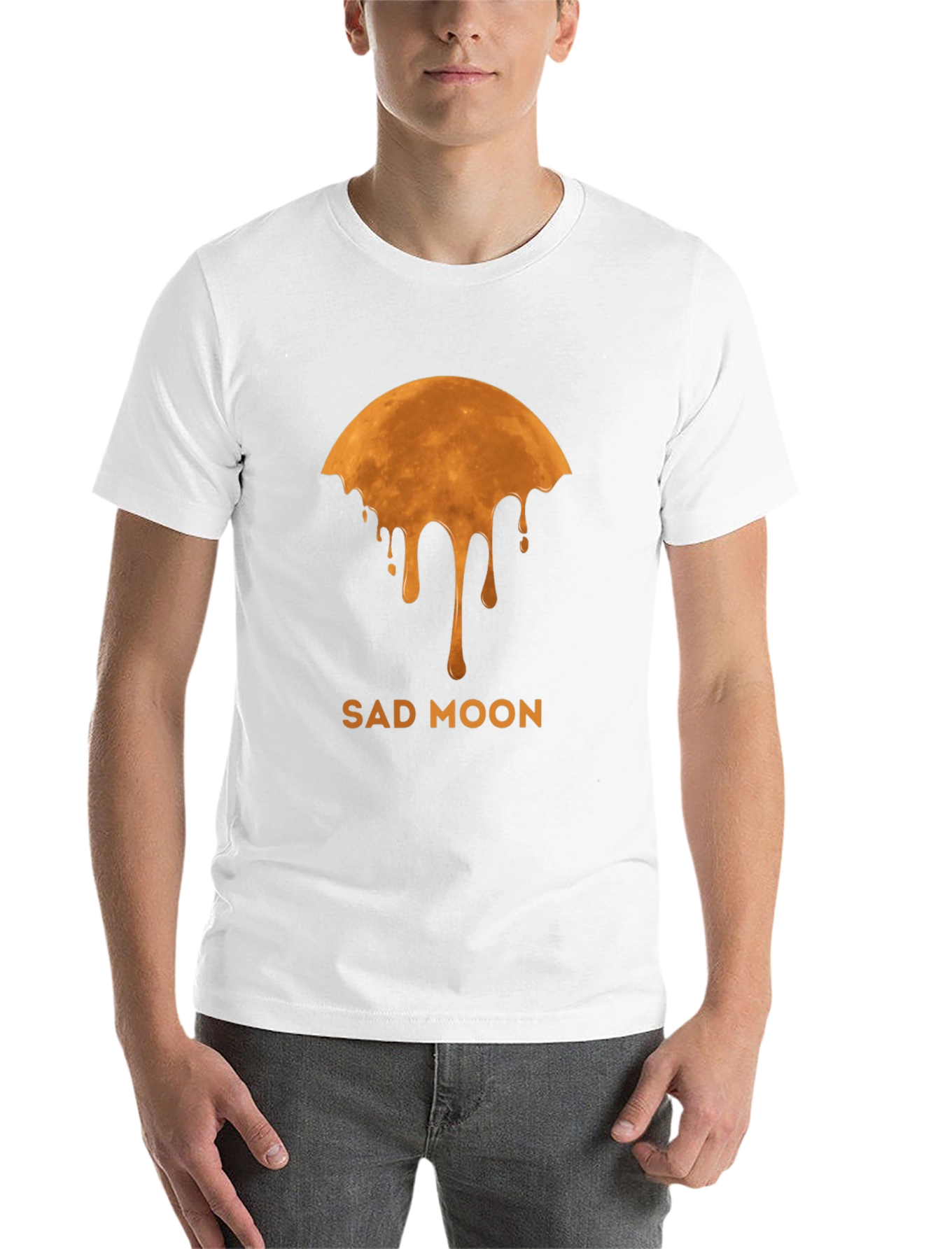 Black Sad Moon Graphic Tee - Unique Design view 14